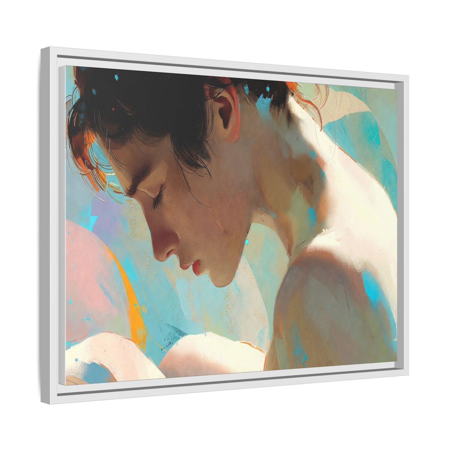 Framed Matte Canvas Print — Dreamy Portrait Art (Multi‑Color)