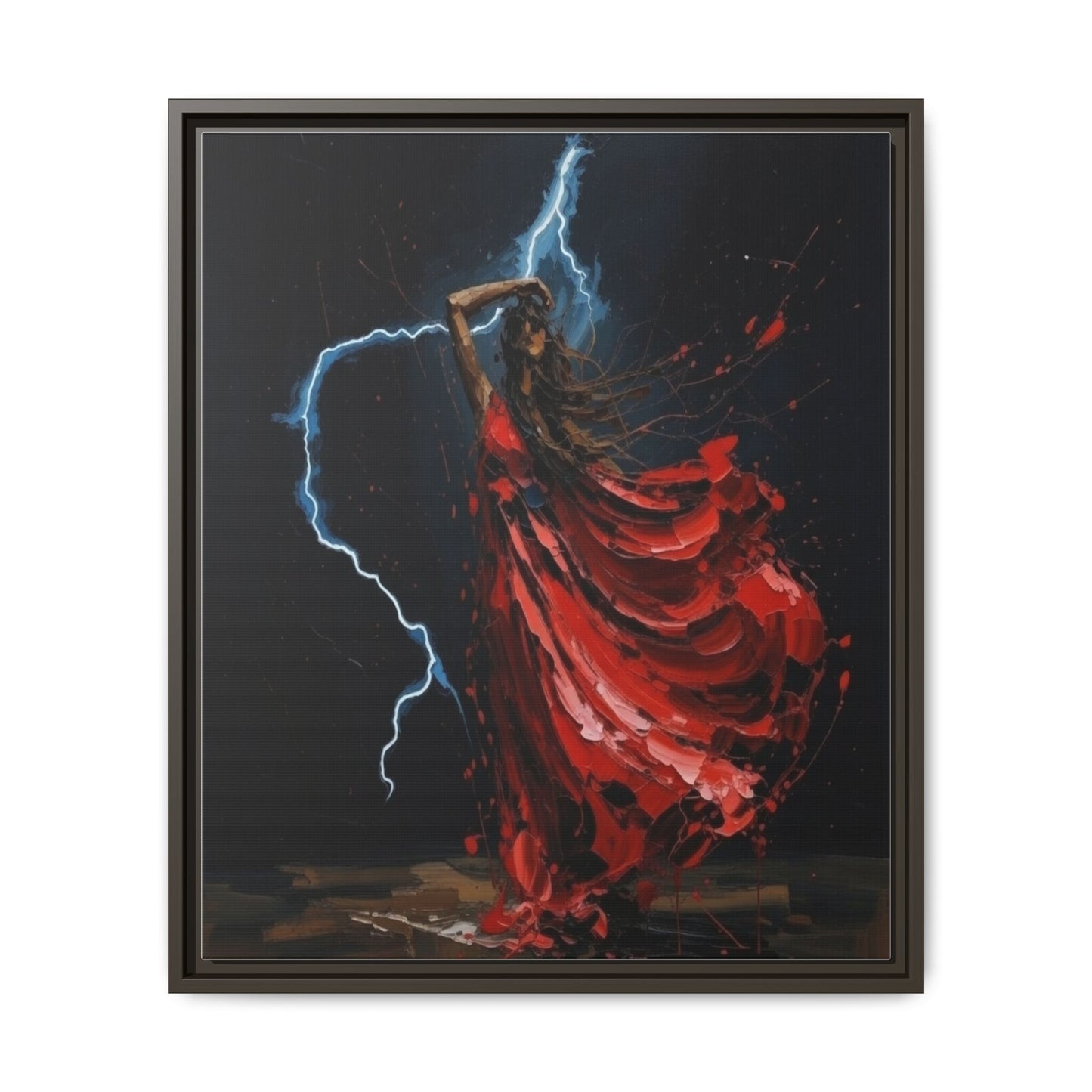 Framed Matte Canvas Print — Red Dancer Lightning Art