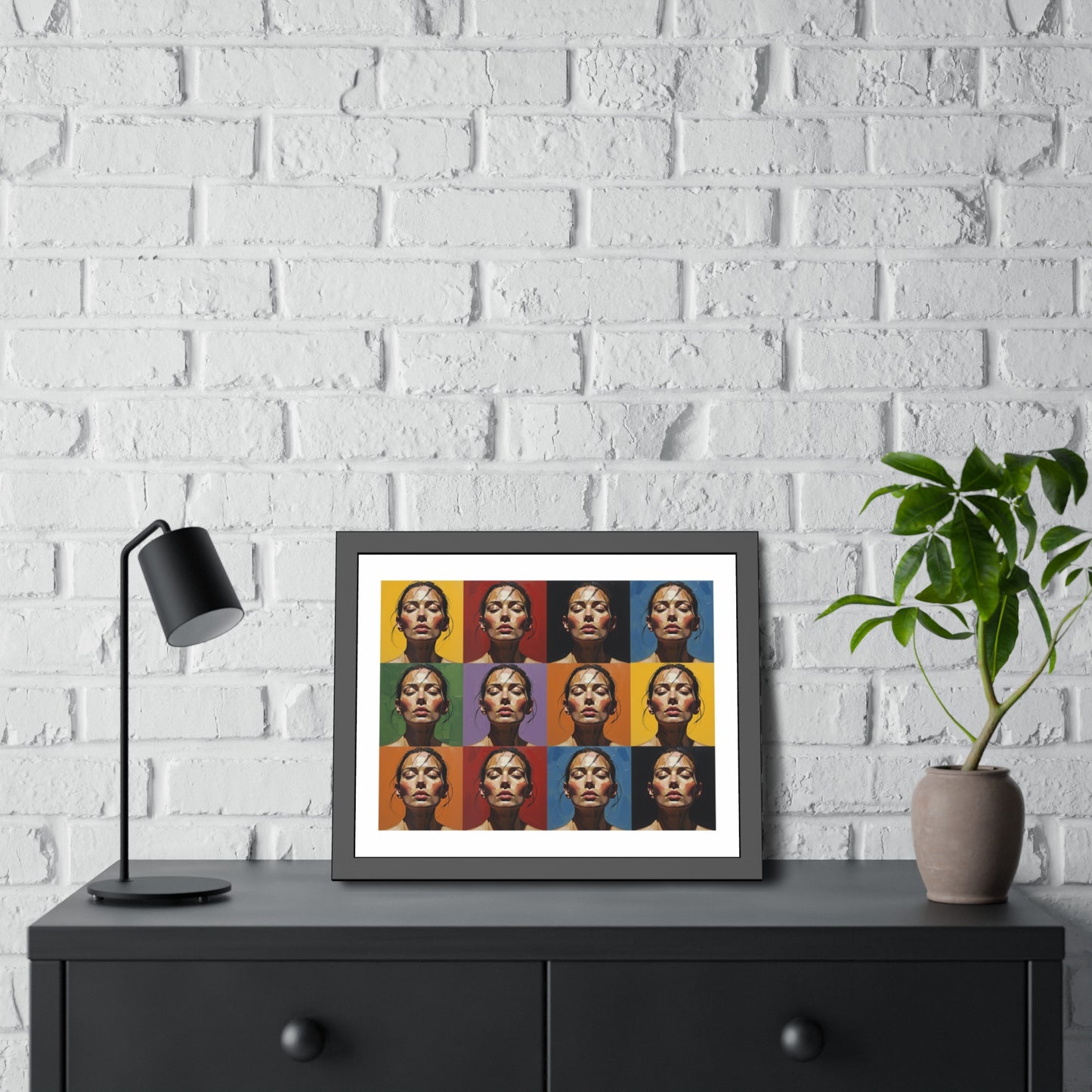 Framed Poster – Color Pop Portrait Grid Wall Art