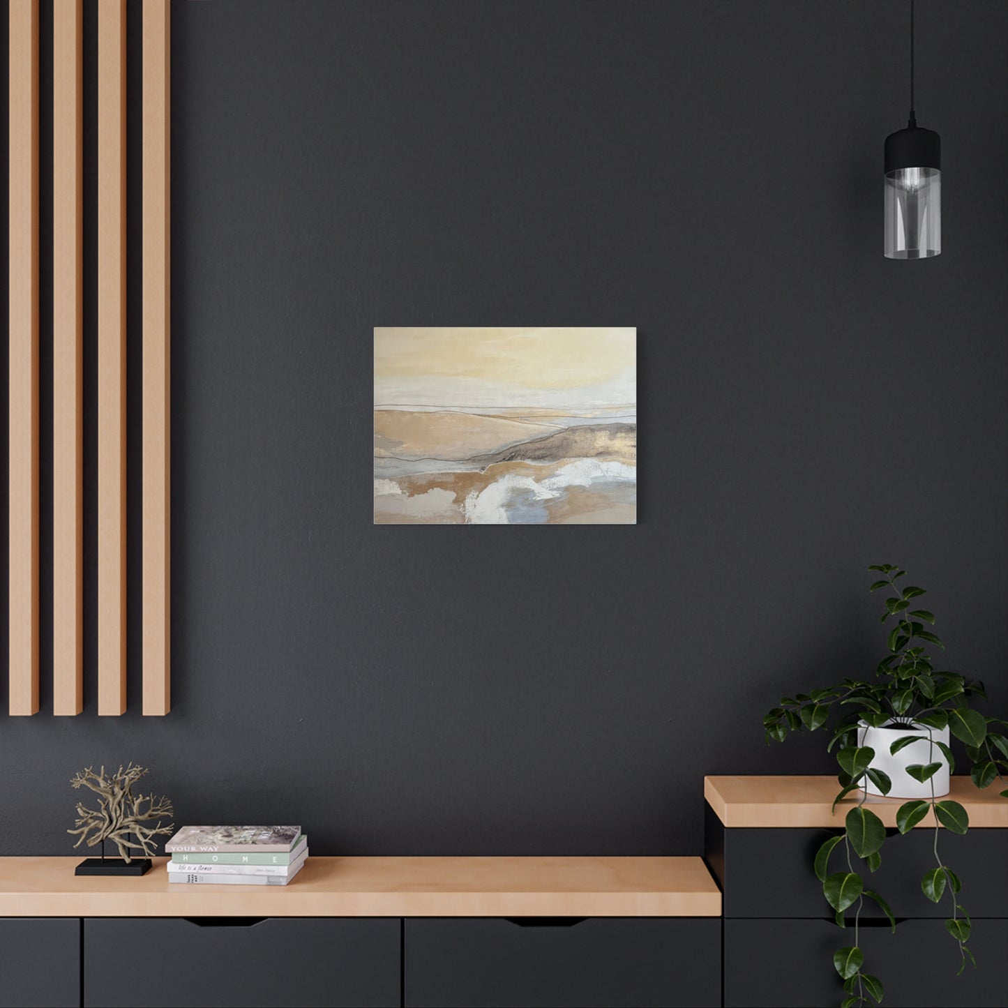 Abstract Coastal Landscape Canvas — Neutral Seascape Matte Stretched Wall Art