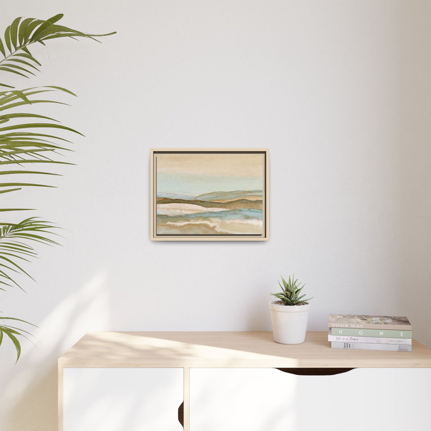 Framed Matte Canvas Coastal Abstract Landscape Wall Art