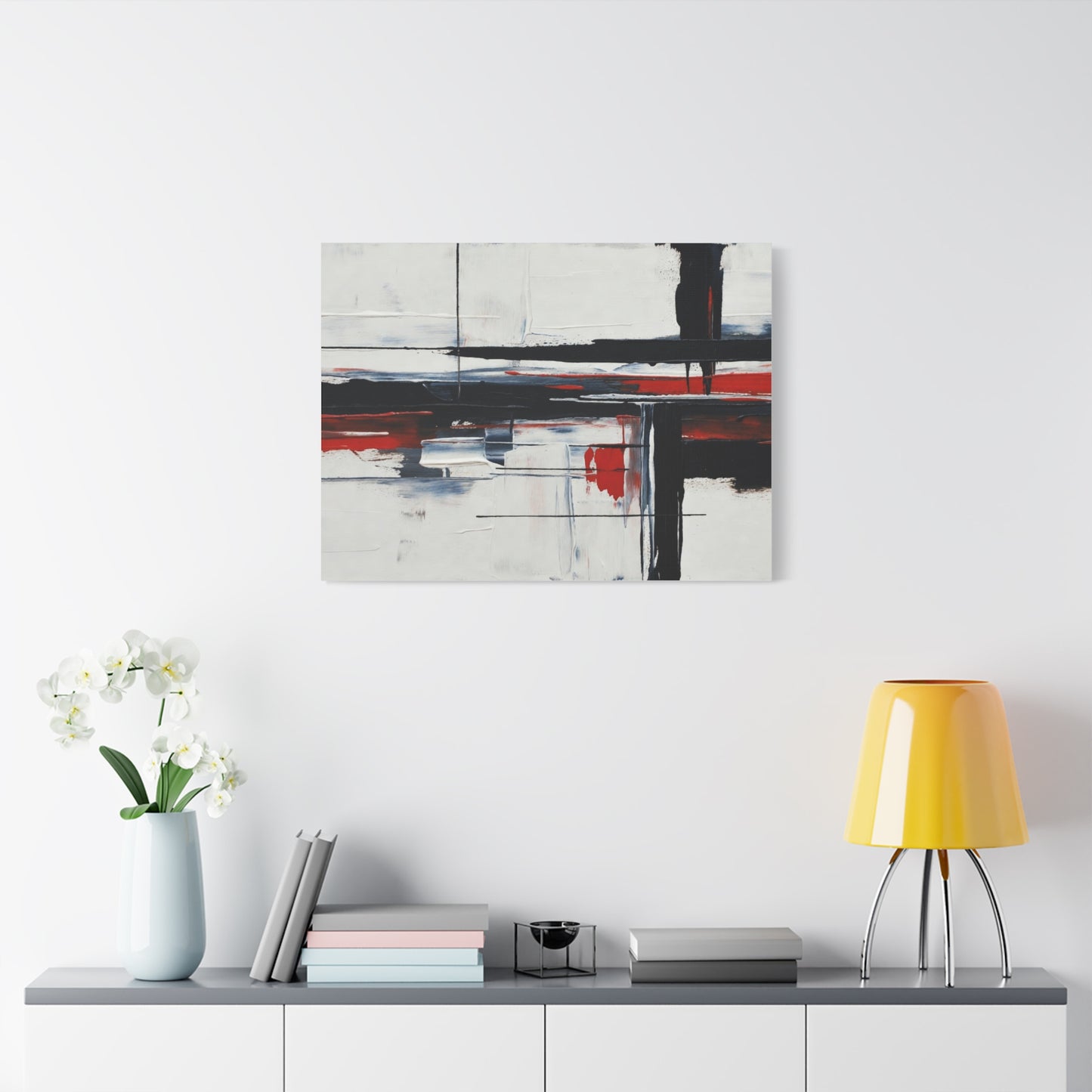 Abstract Red & Black Modern Canvas Art — Matte Stretched 1.25"