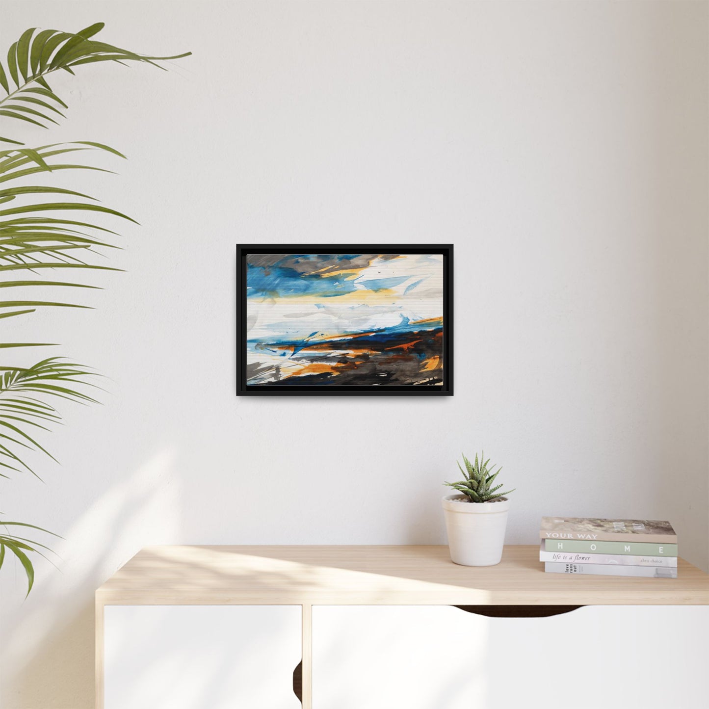 Abstract Coastal Waves Matte Canvas Framed Wall Art