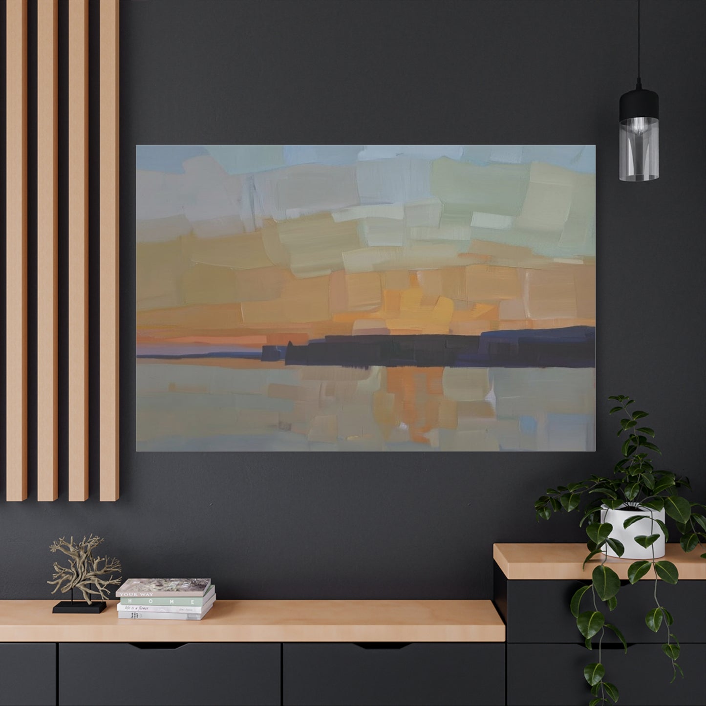 Abstract Sunset Landscape Canvas Print  Matte Stretched 1.25"