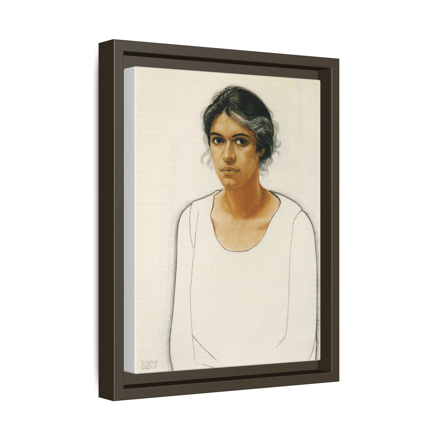 Portrait of a Woman by Winold Reiss Framed Matte Canvas Portrait Print
