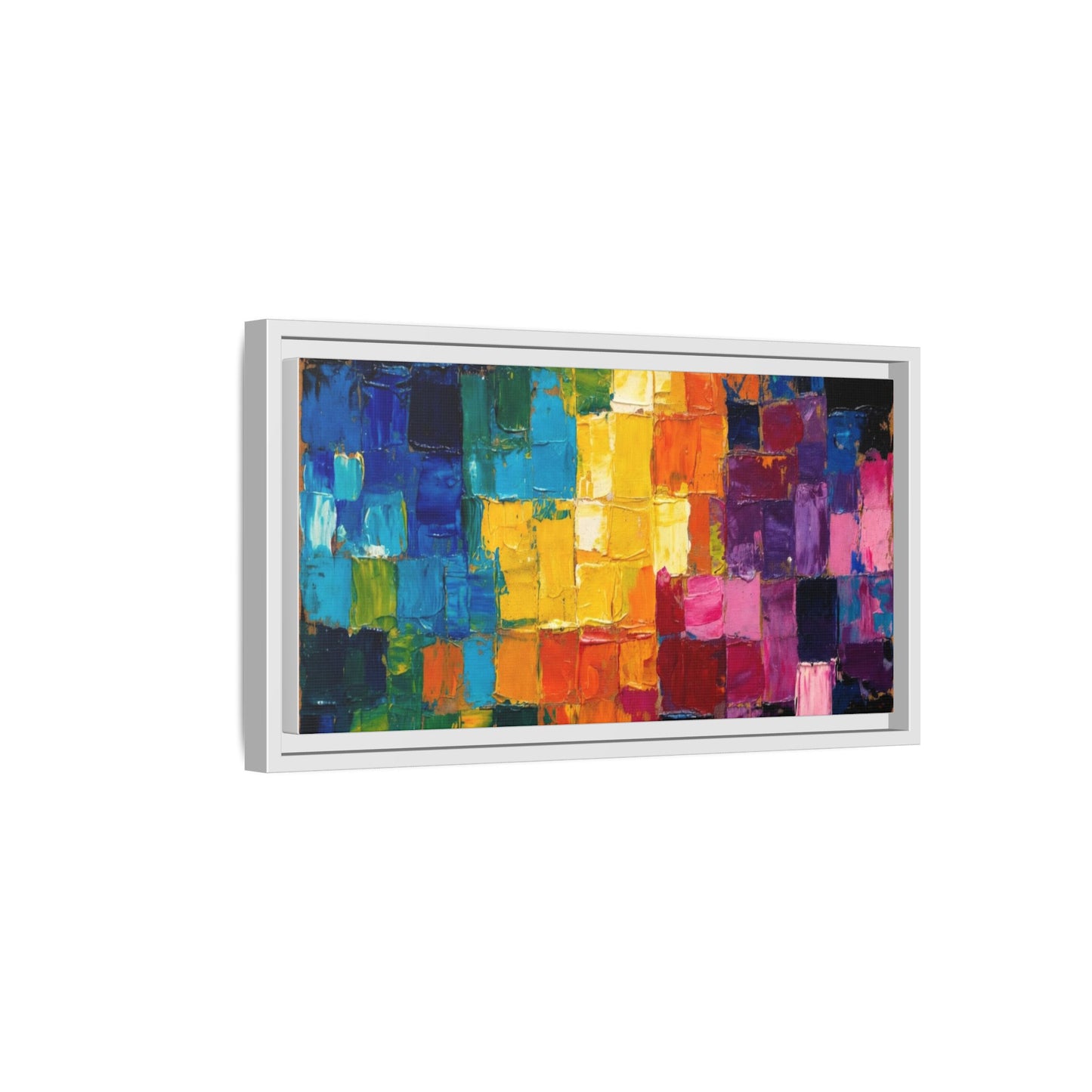 Abstract Rainbow Mosaic Framed Canvas Print — Colorful Modern Wall Art