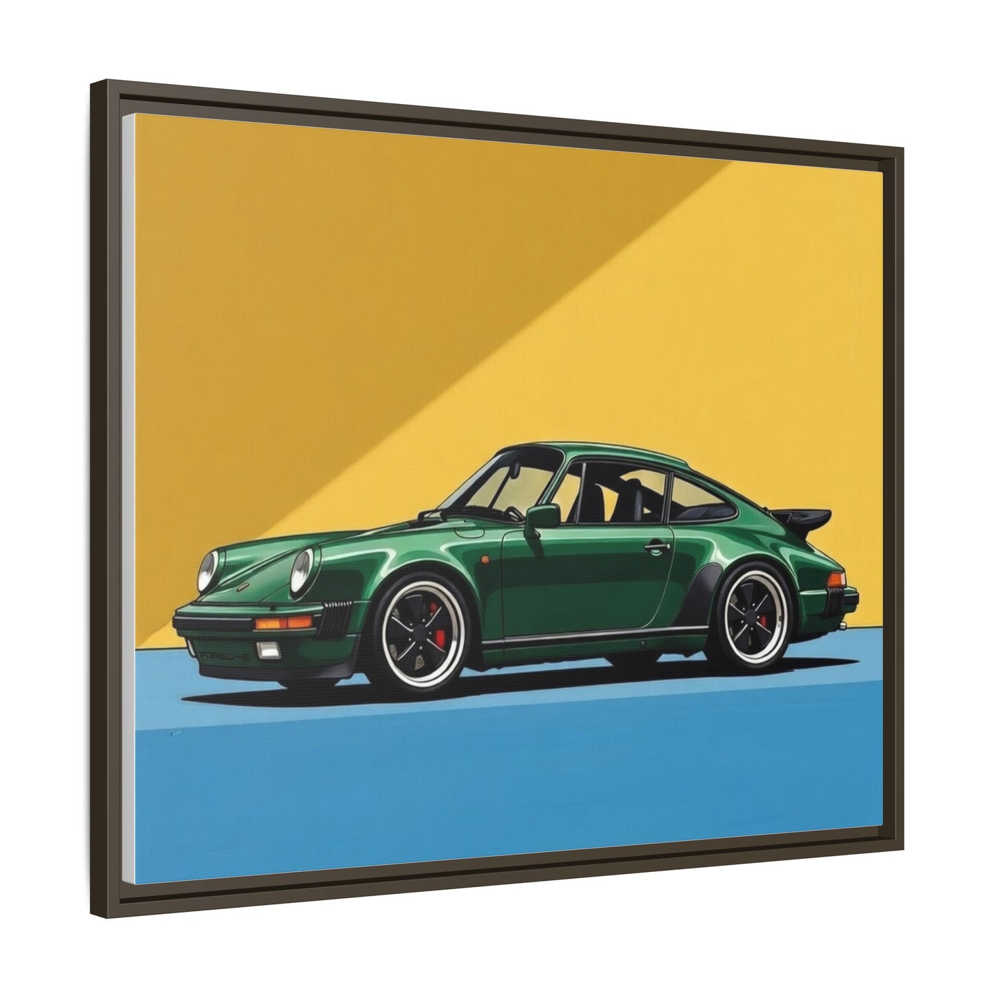 Framed Matte Canvas — Green Sports Car Wall Art