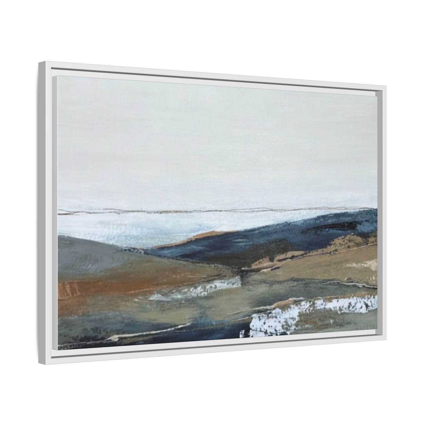 Framed Matte Canvas Wall Art — Serene Coastal Abstract Landscape