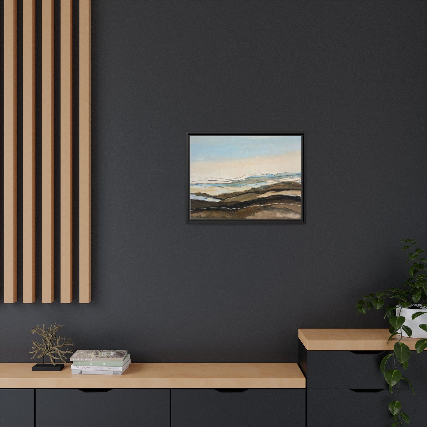 Framed Matte Canvas Print — Abstract Coastal Landscape Wall Art
