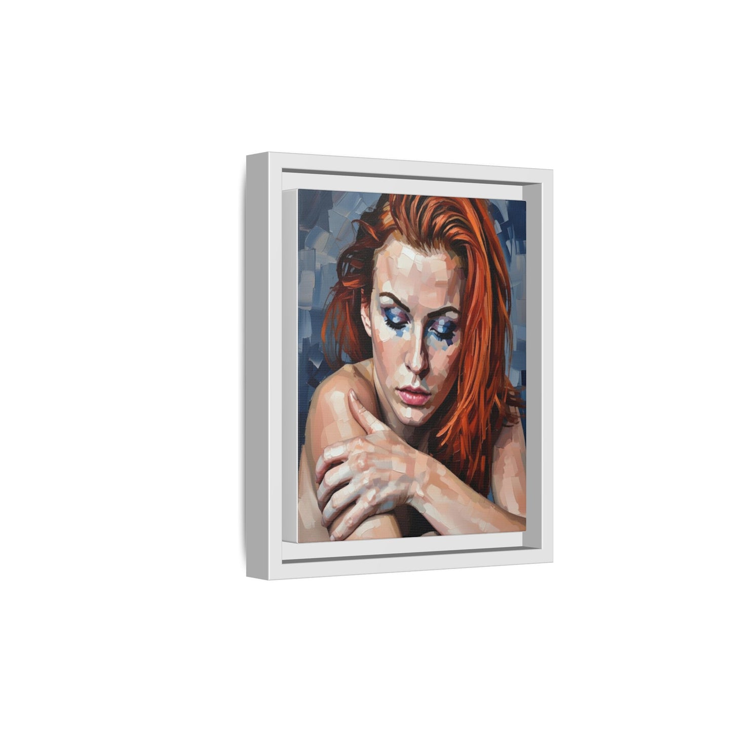 Framed Matte Canvas Art – Contemplative Redhead Portrait
