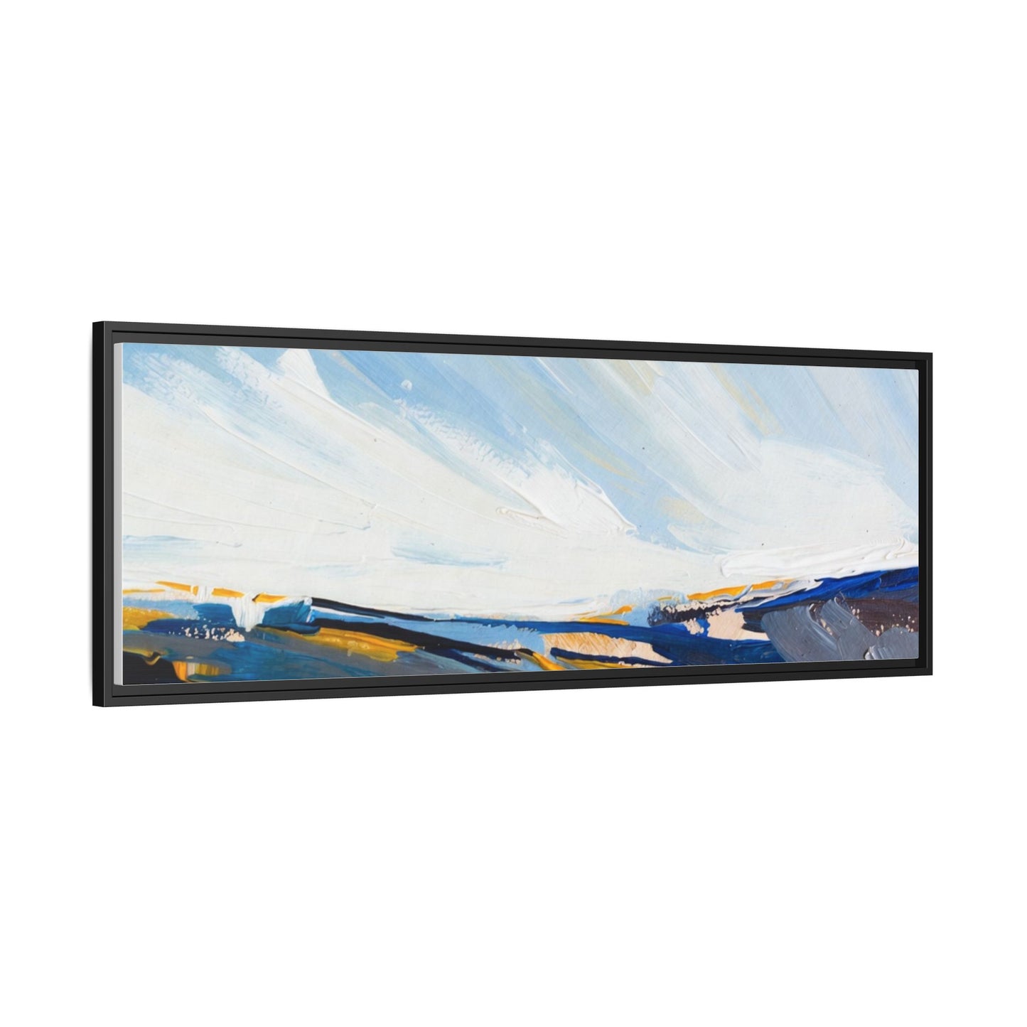 Framed Abstract Seascape Canvas Print — Matte Multi‑Color Wall Art