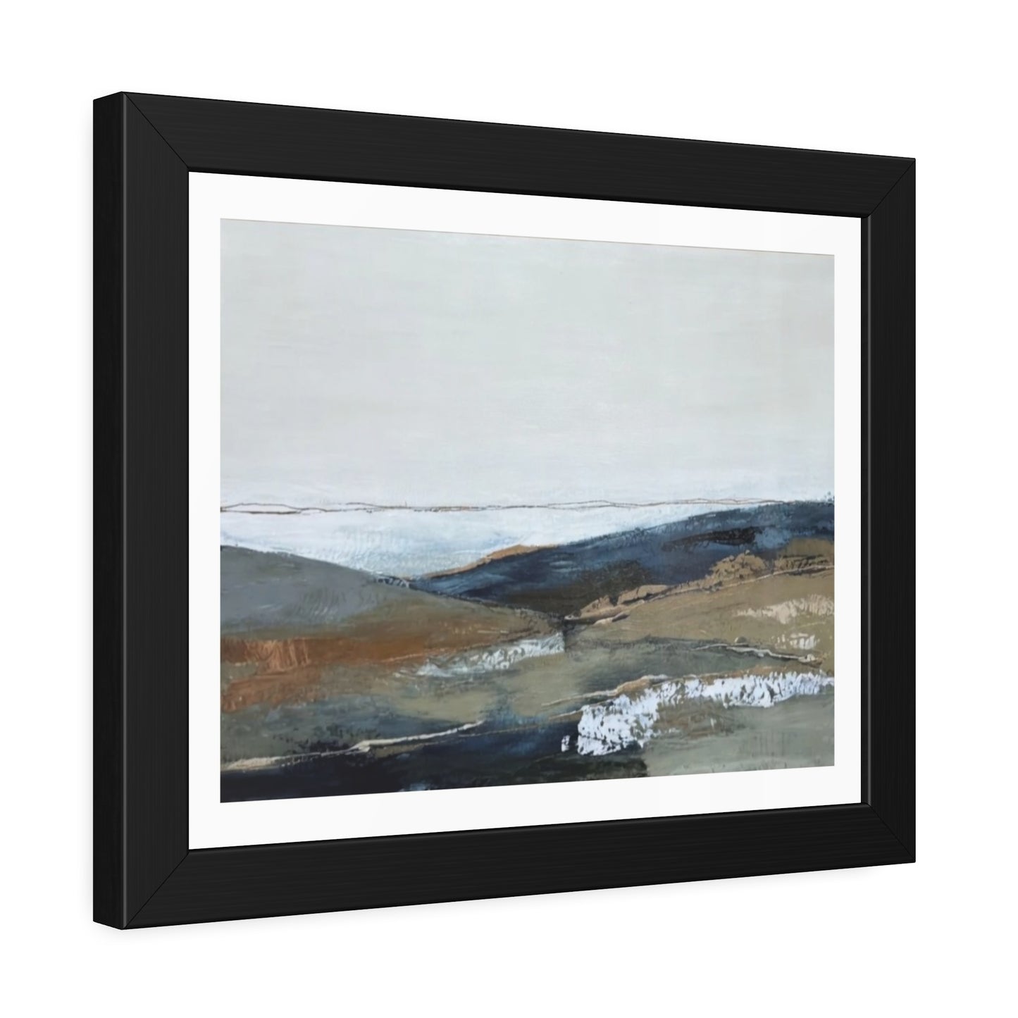 Framed Abstract Landscape Print — Calming Coastal Wall Art Poster