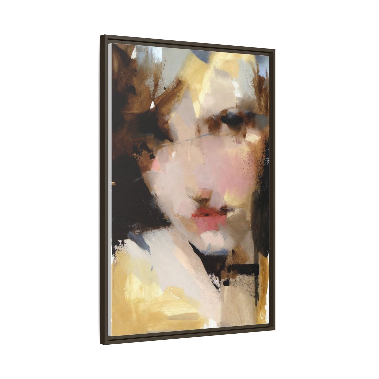 Abstract Portrait Matte Canvas Framed Print — Modern Feminine Wall Art