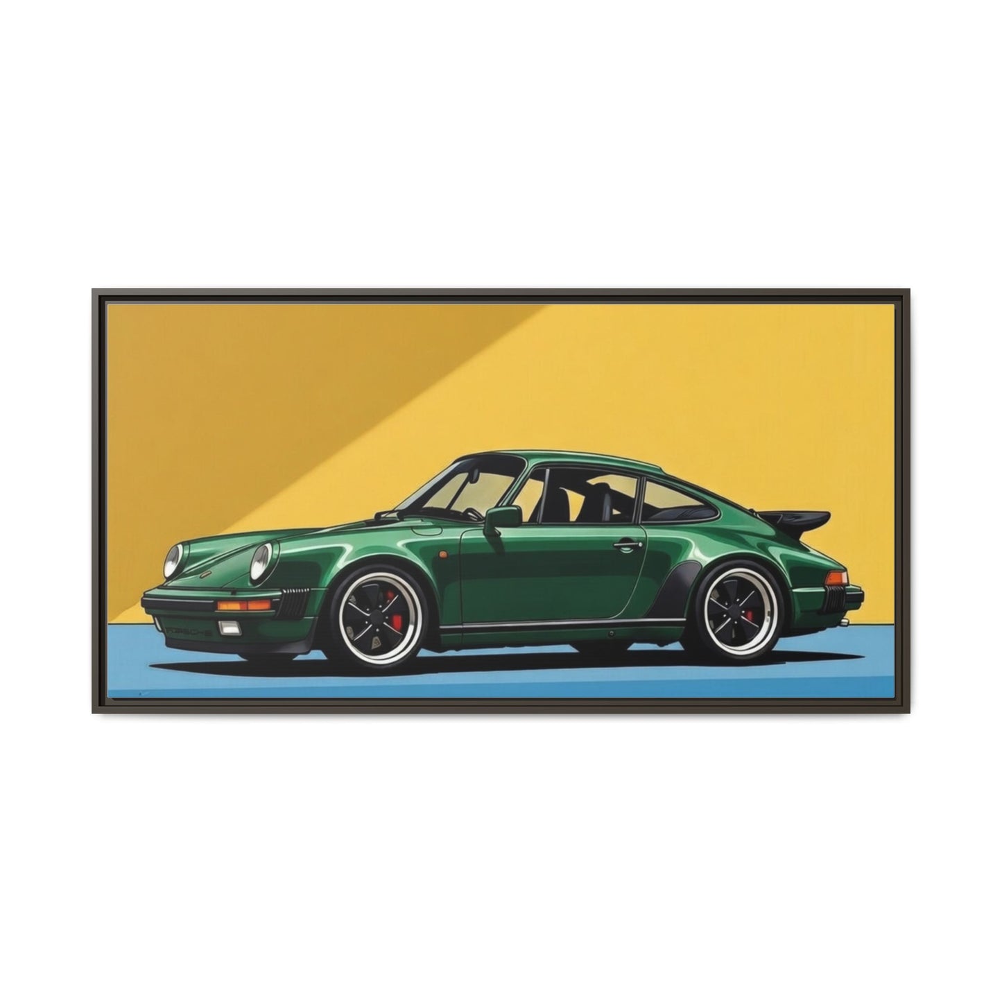 Framed Matte Canvas — Green Sports Car Wall Art