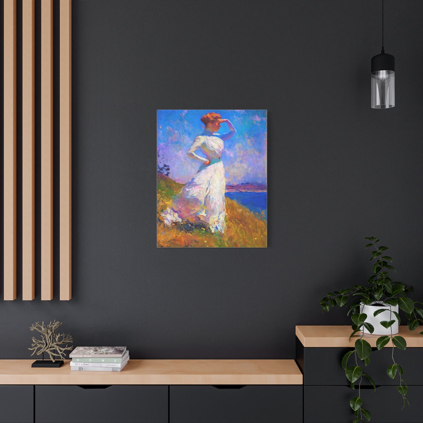 Impressionist Coastal Lady Matte Canvas Print — Stretched 1.25"