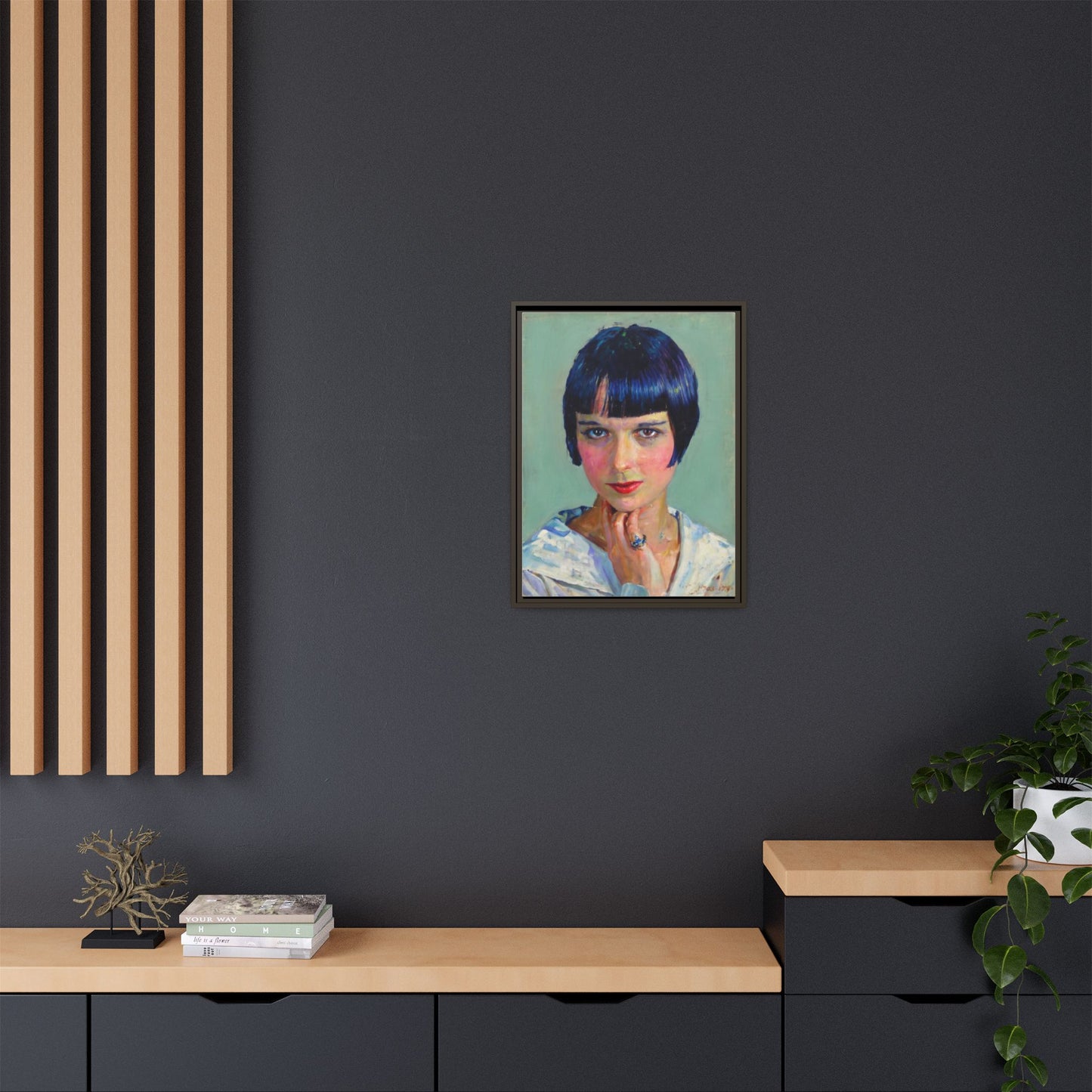 Framed Matte Canvas Portrait Print — Vintage Flapper Woman