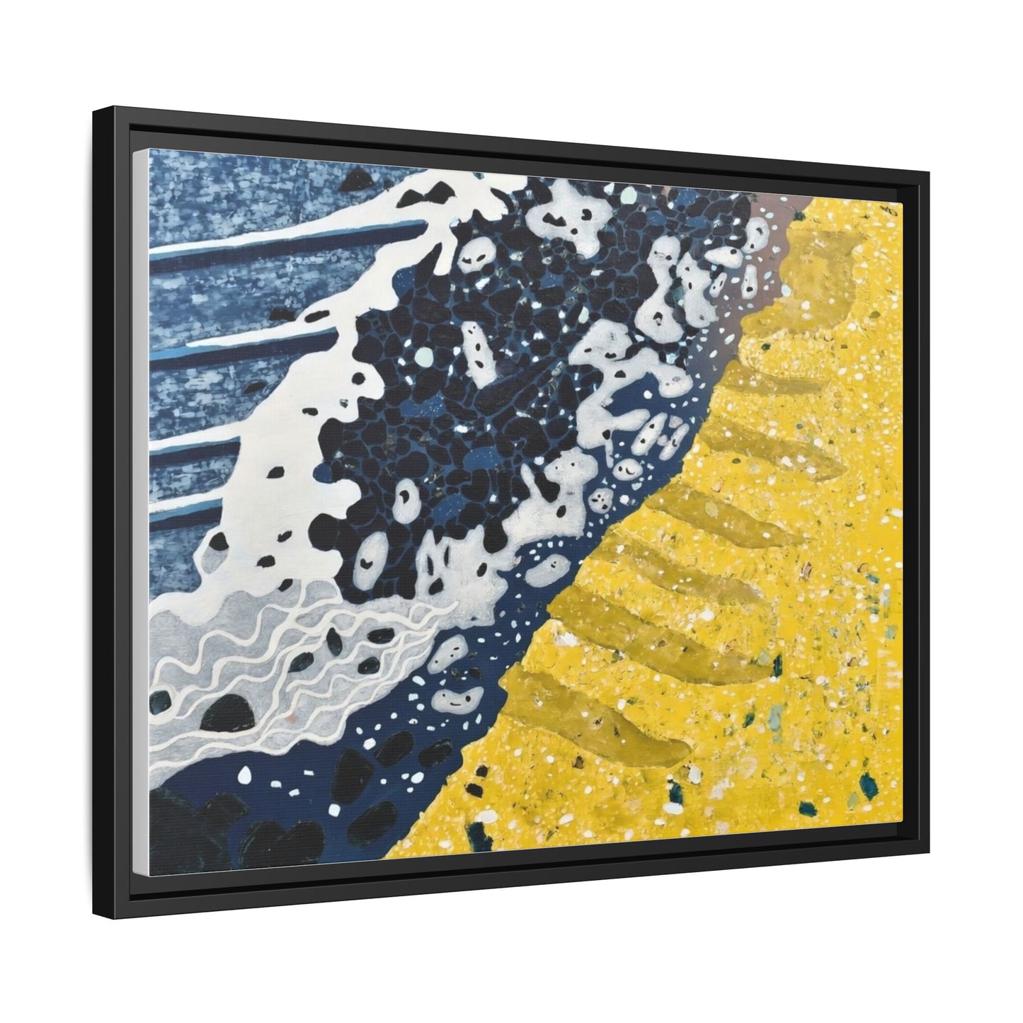 Framed Abstract Ocean & Sand Matte Canvas Print