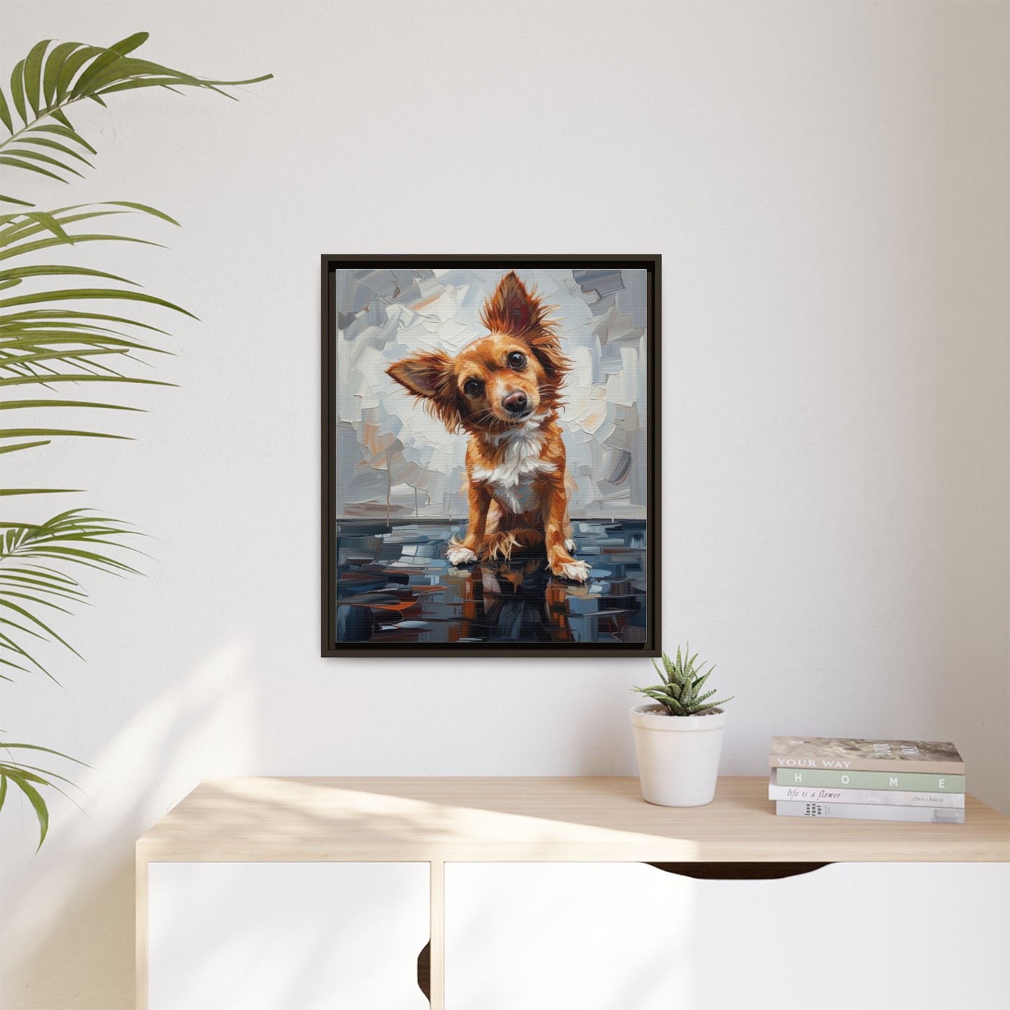 Framed Matte Canvas Print — Playful Brown Dog Portrait