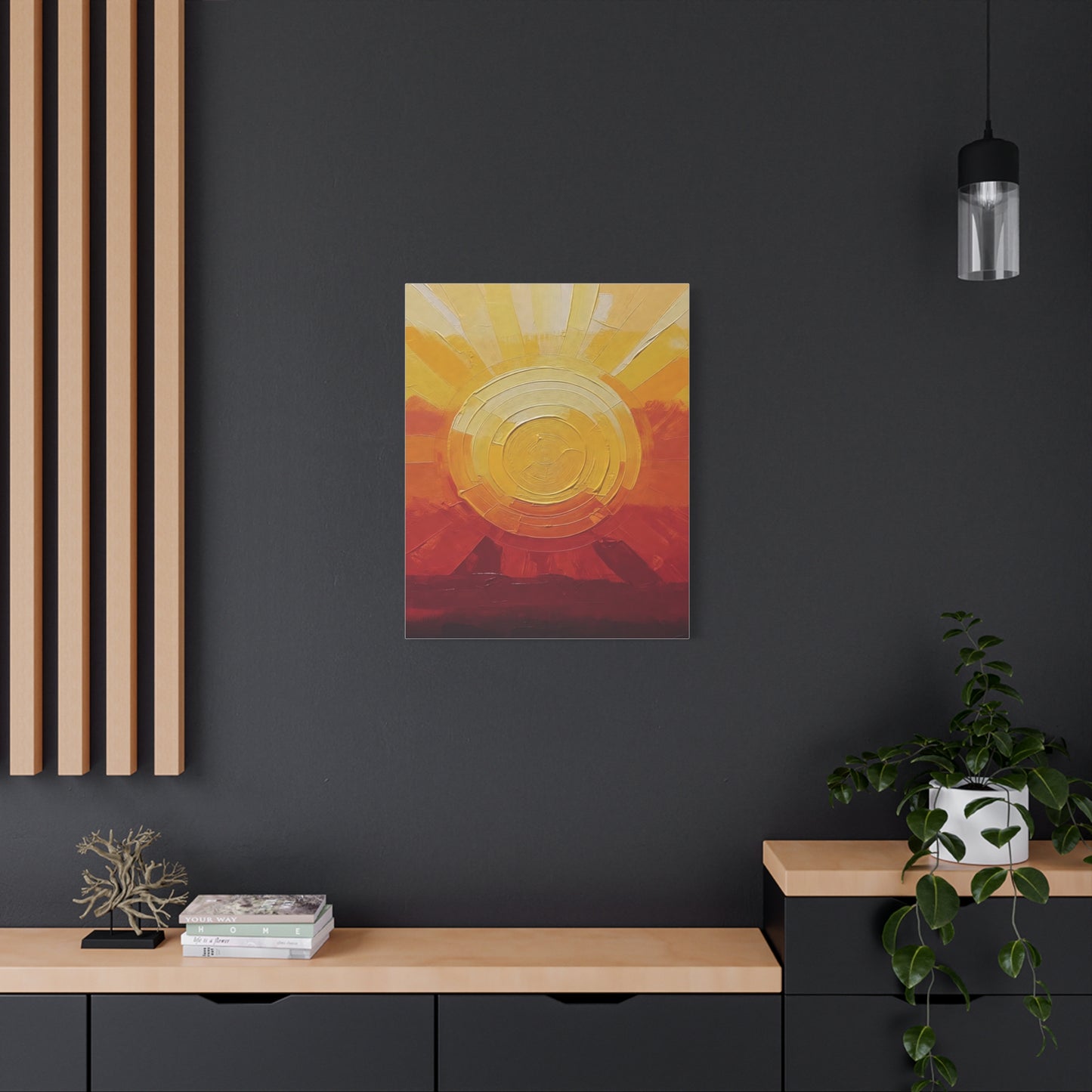 Abstract Sunrise Canvas Wall Art — Warm Sunrise Texture Matte Stretched Canvas