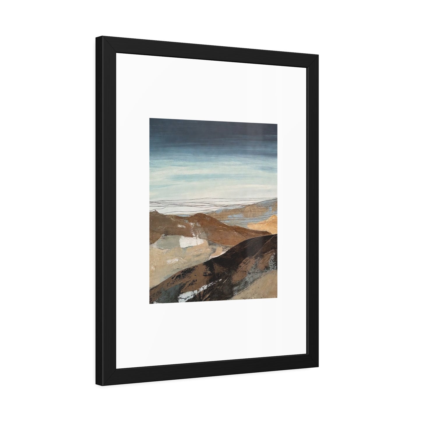 Framed Landscape Art Print — Minimal Coastal Mountain Poster