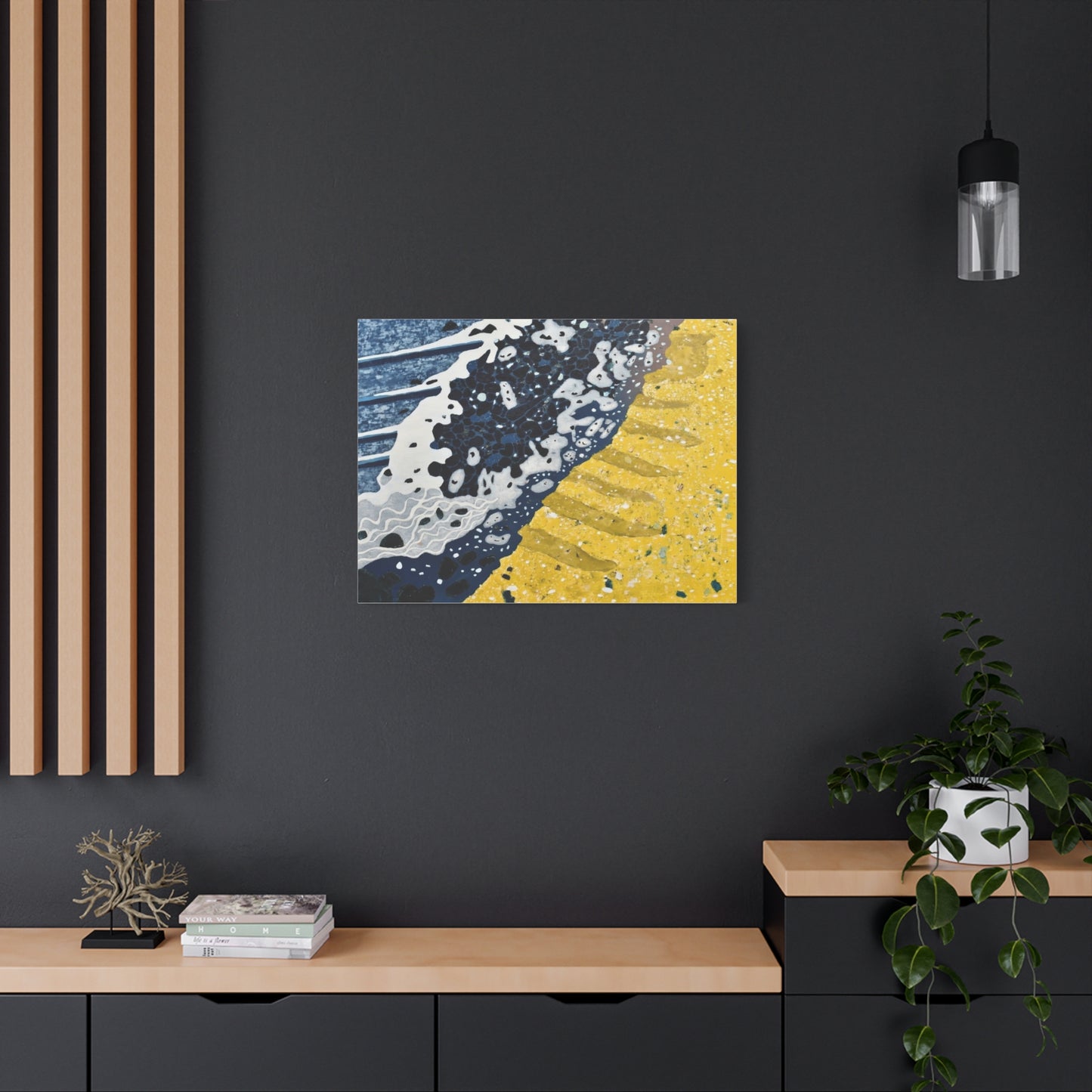 Abstract Blue & Yellow Fluid Art Canvas Print — Matte Stretched Wall Art