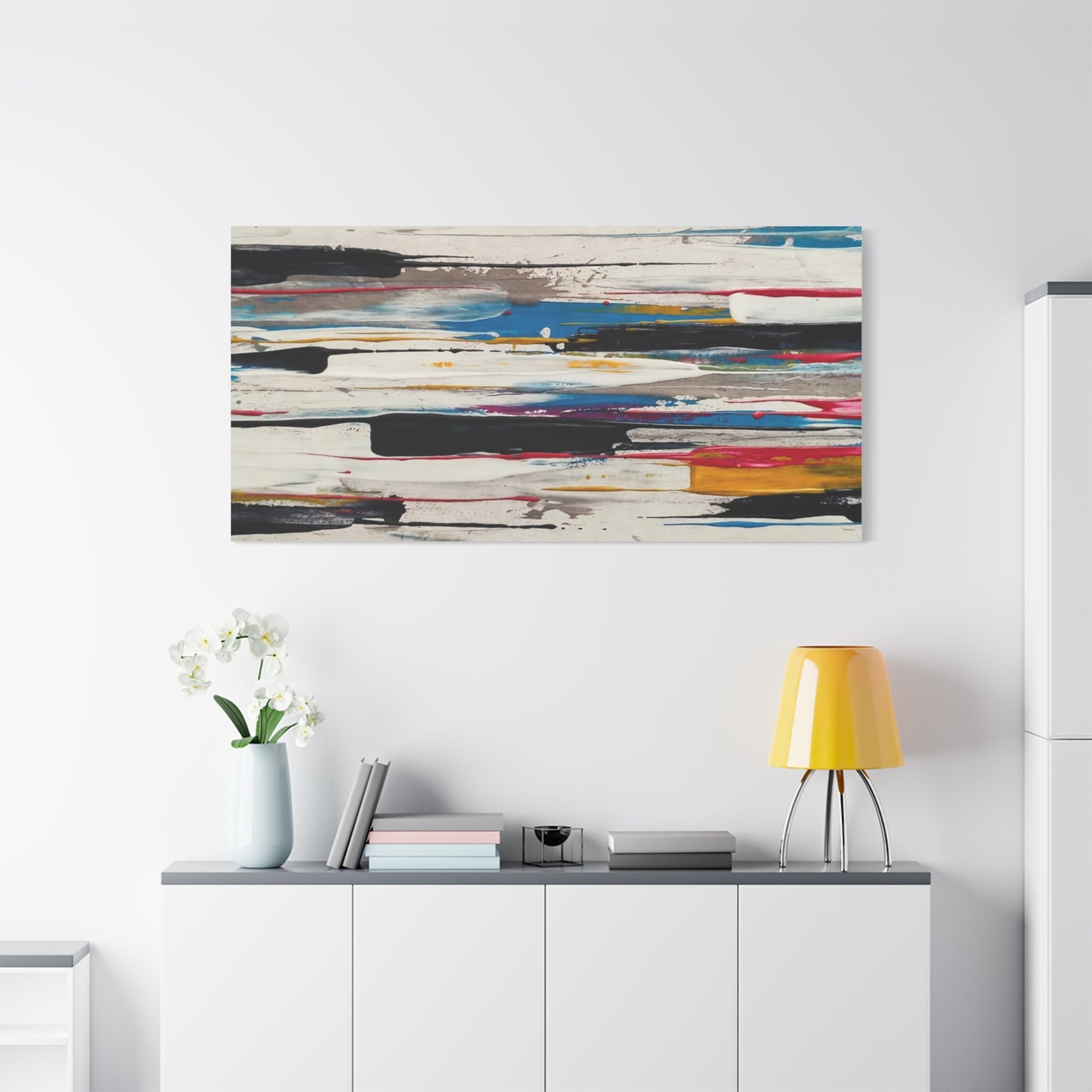 Abstract Color Streaks Matte Canvas Print — Modern Horizontal Wall Art