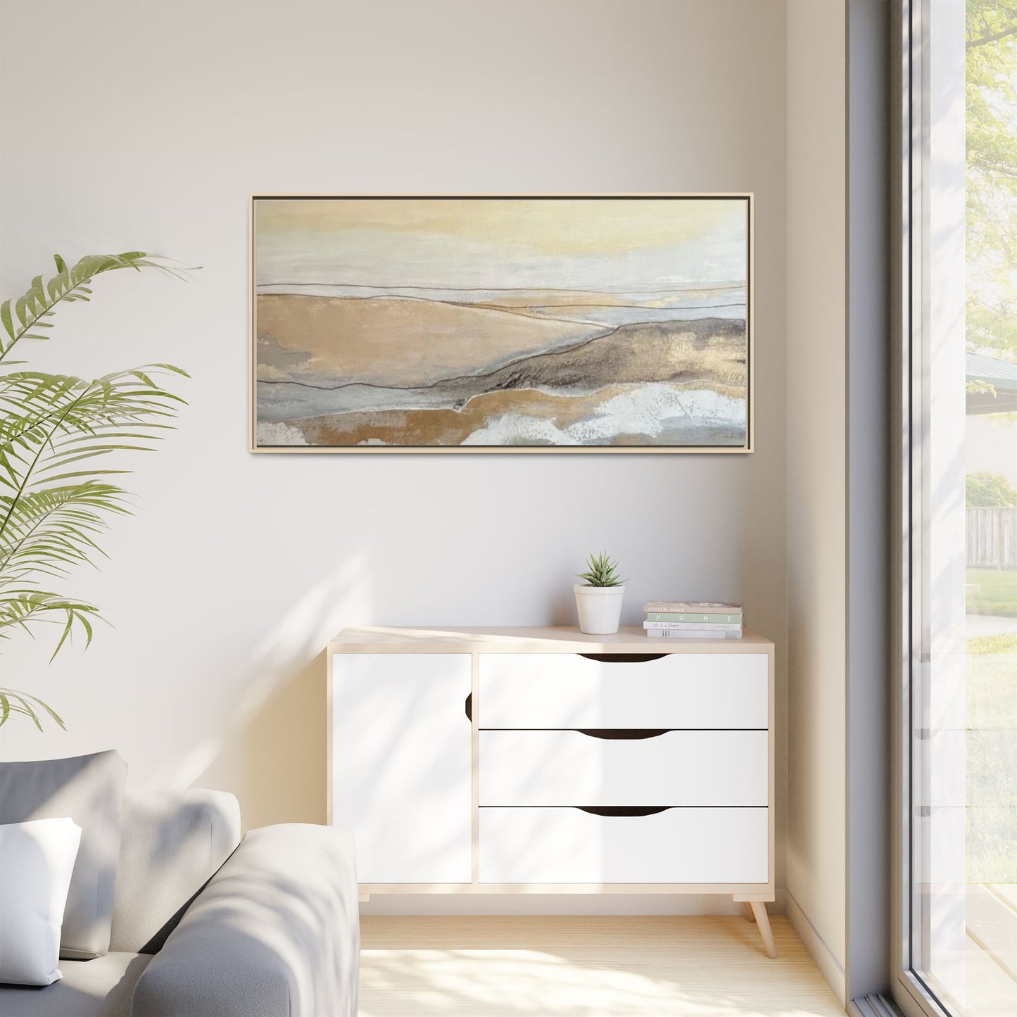 Framed Abstract Coastal Landscape Matte Canvas Wall Art