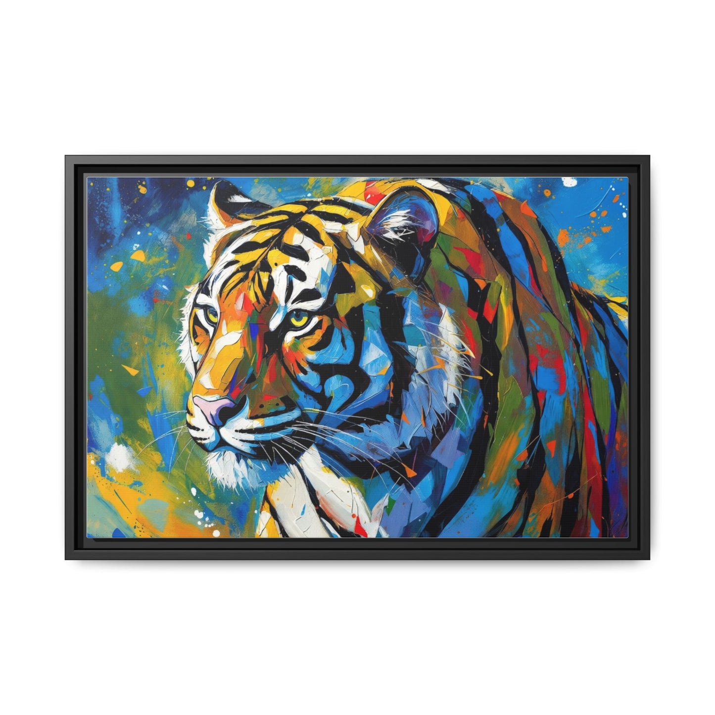 Colorful Tiger Matte Canvas Framed Art — Vibrant Wildlife Wall Decor
