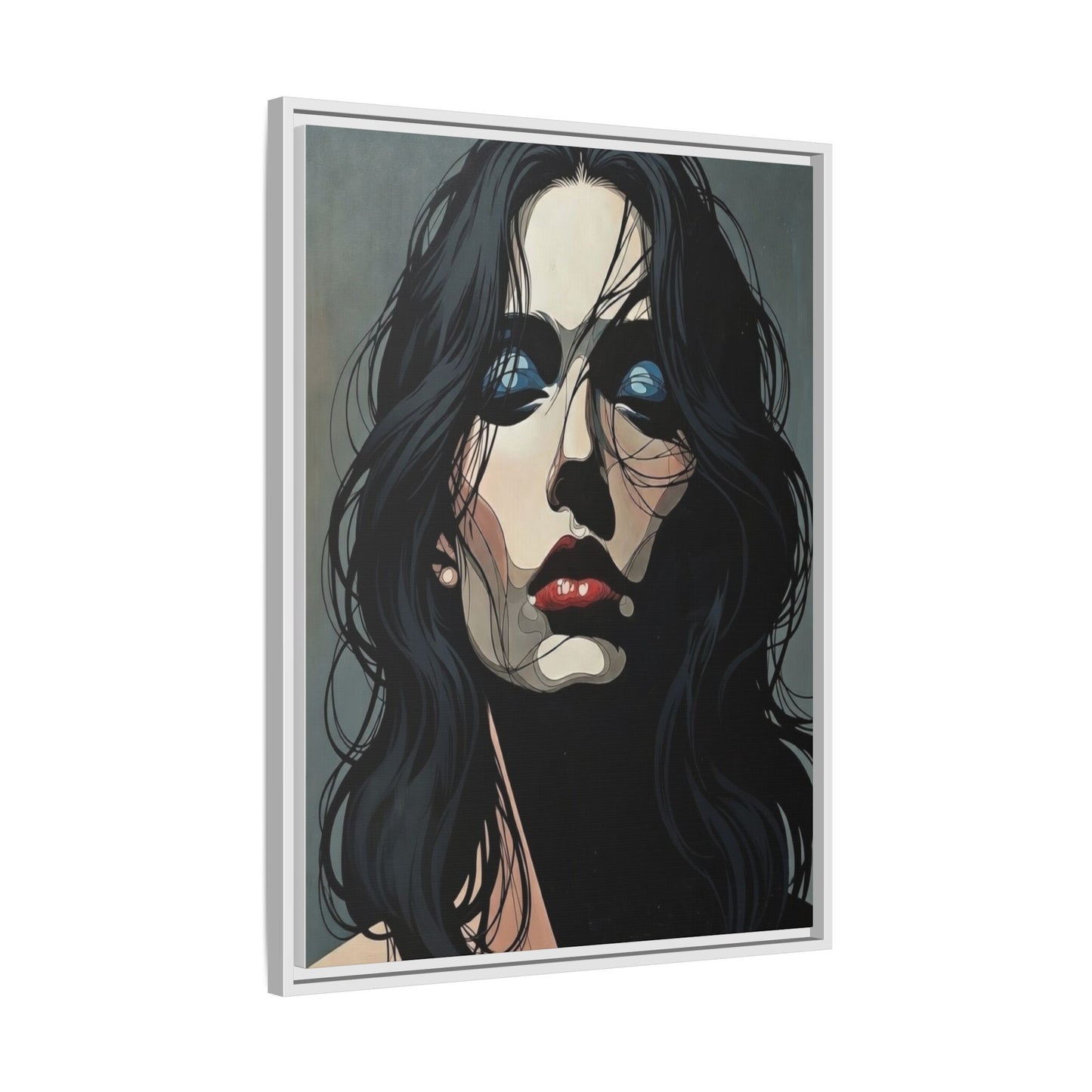 Framed Matte Canvas: Moody Portrait of Woman – Modern Gothic Wall Art