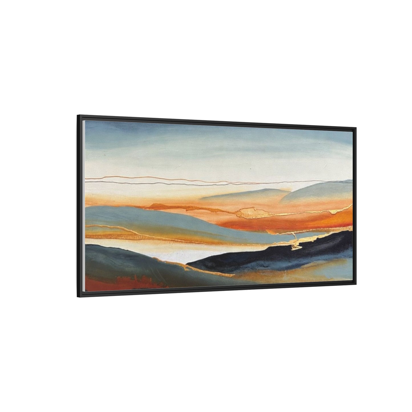 Framed Matte Canvas: Abstract Coastal Sunset Landscape Wall Art
