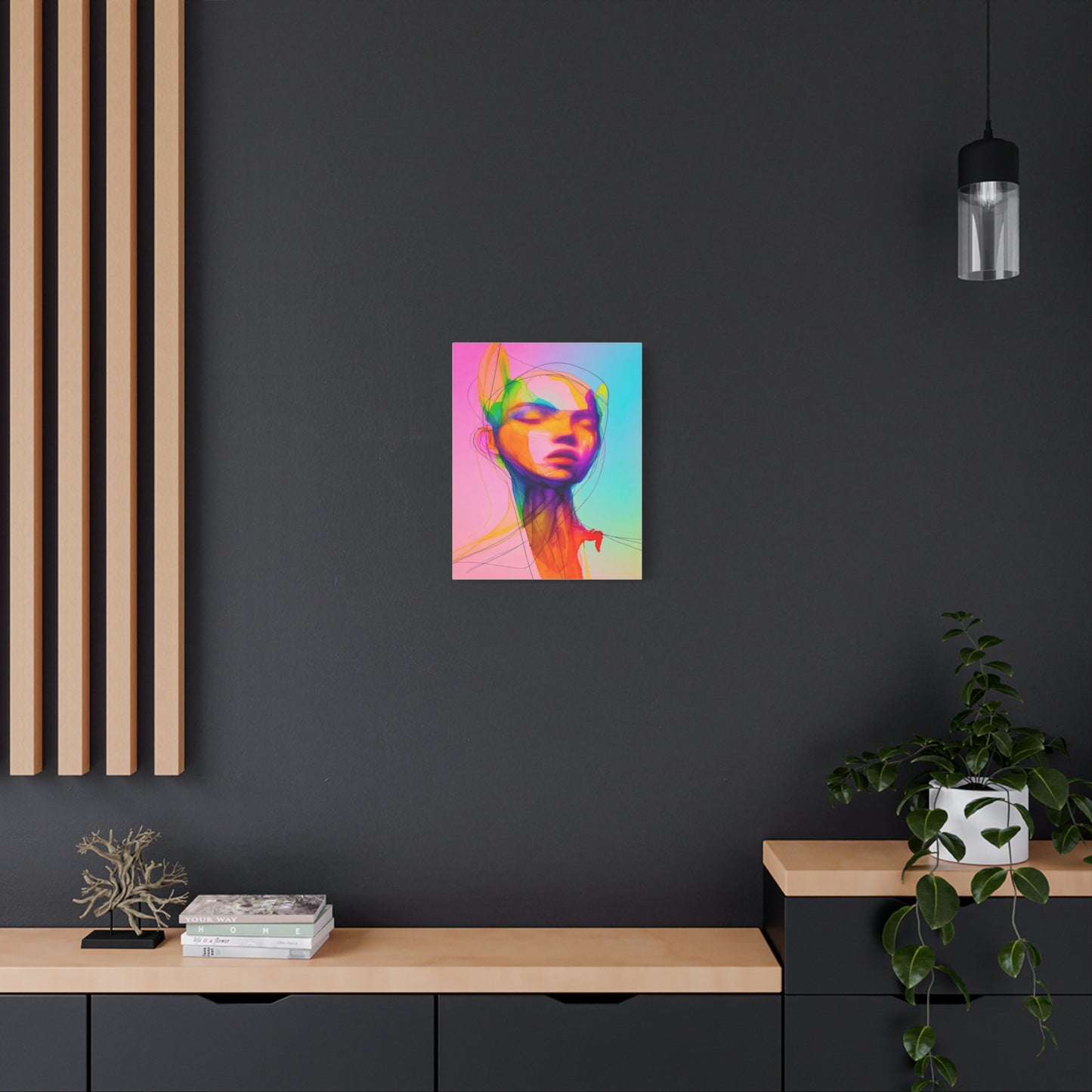 Abstract Neon Portrait Matte Canvas Wall Art