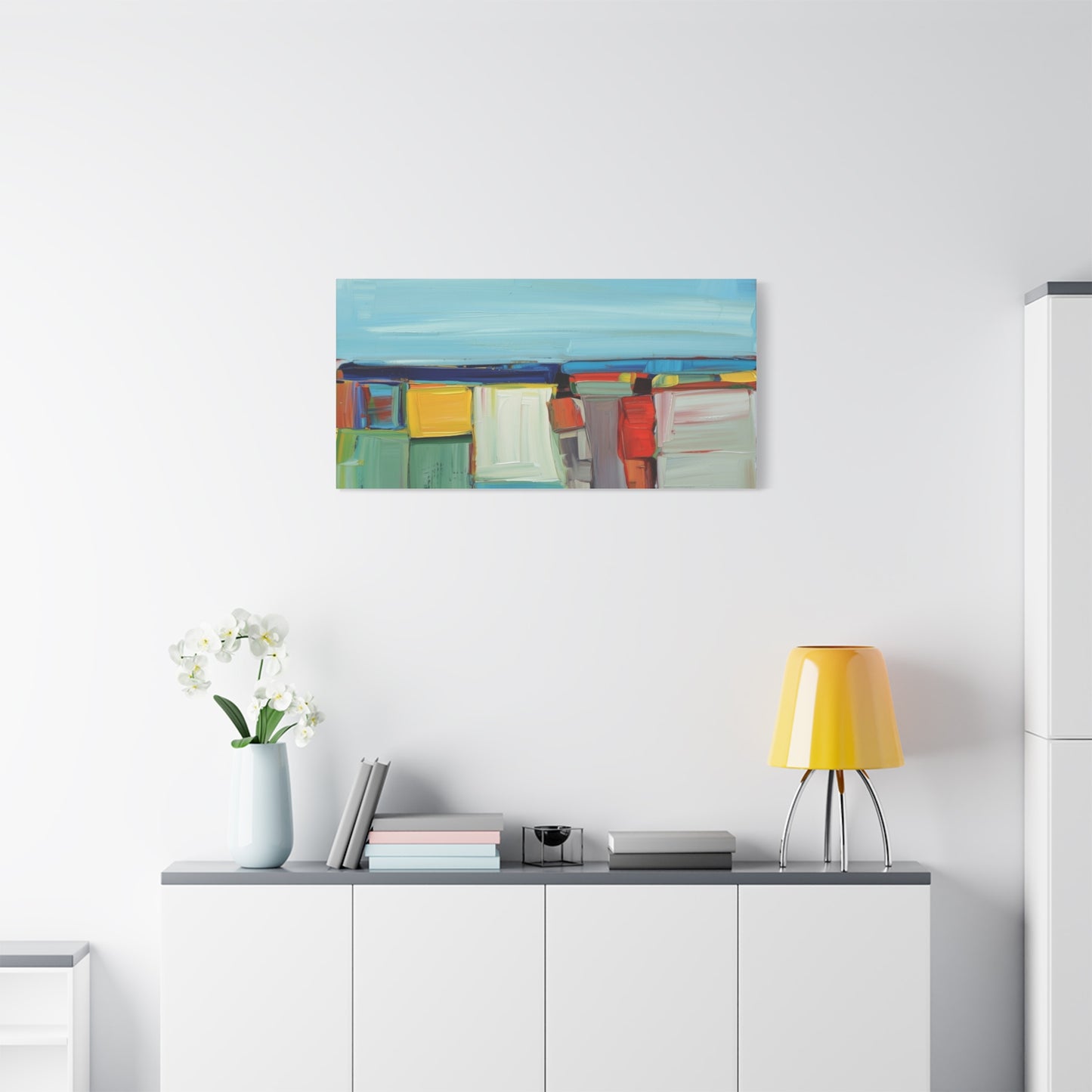 Abstract Coastal Landscape Canvas Print — Colorful Modern Seascape Wall Art