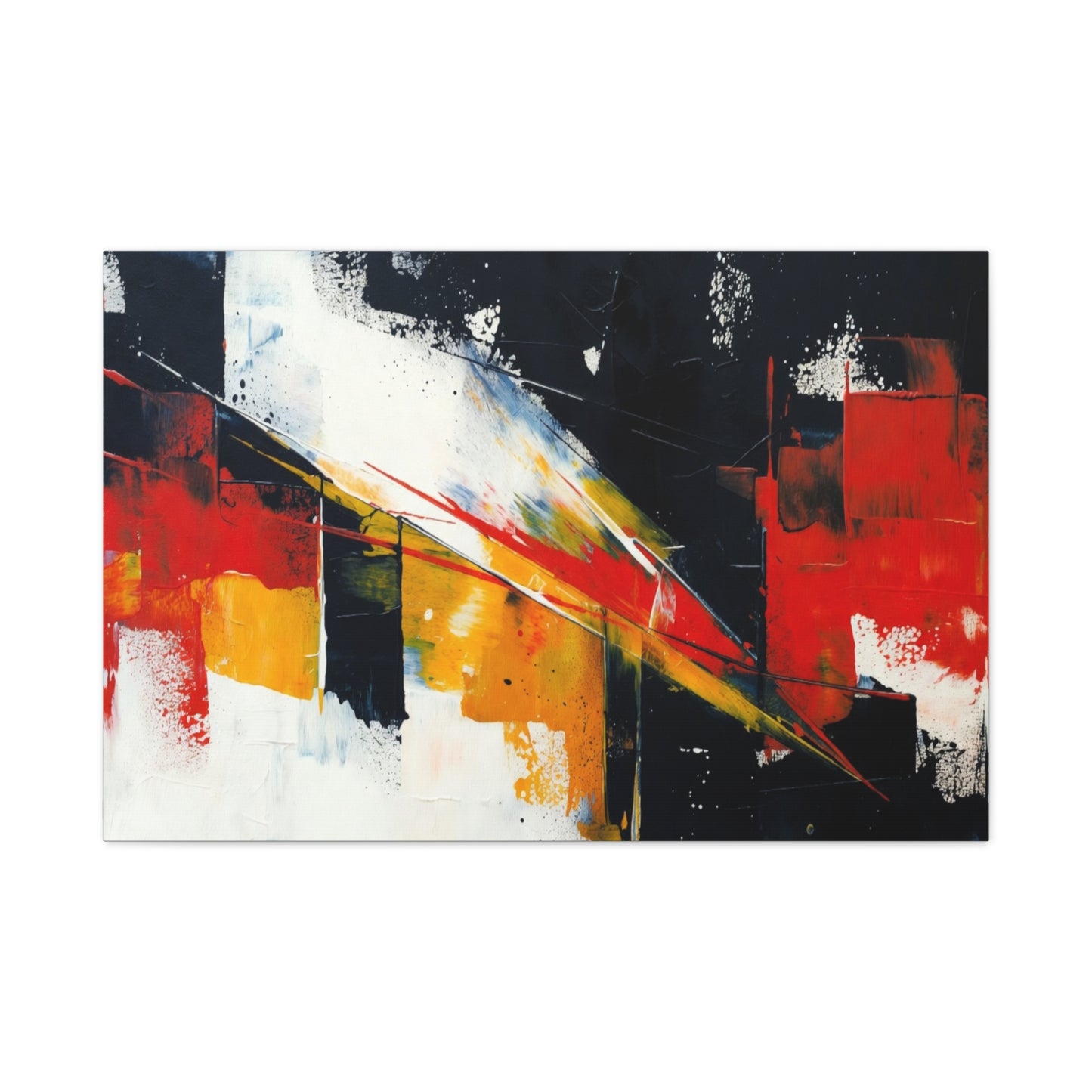 Abstract Geometric Canvas Art — Bold Red & Black Modern Wall Painting