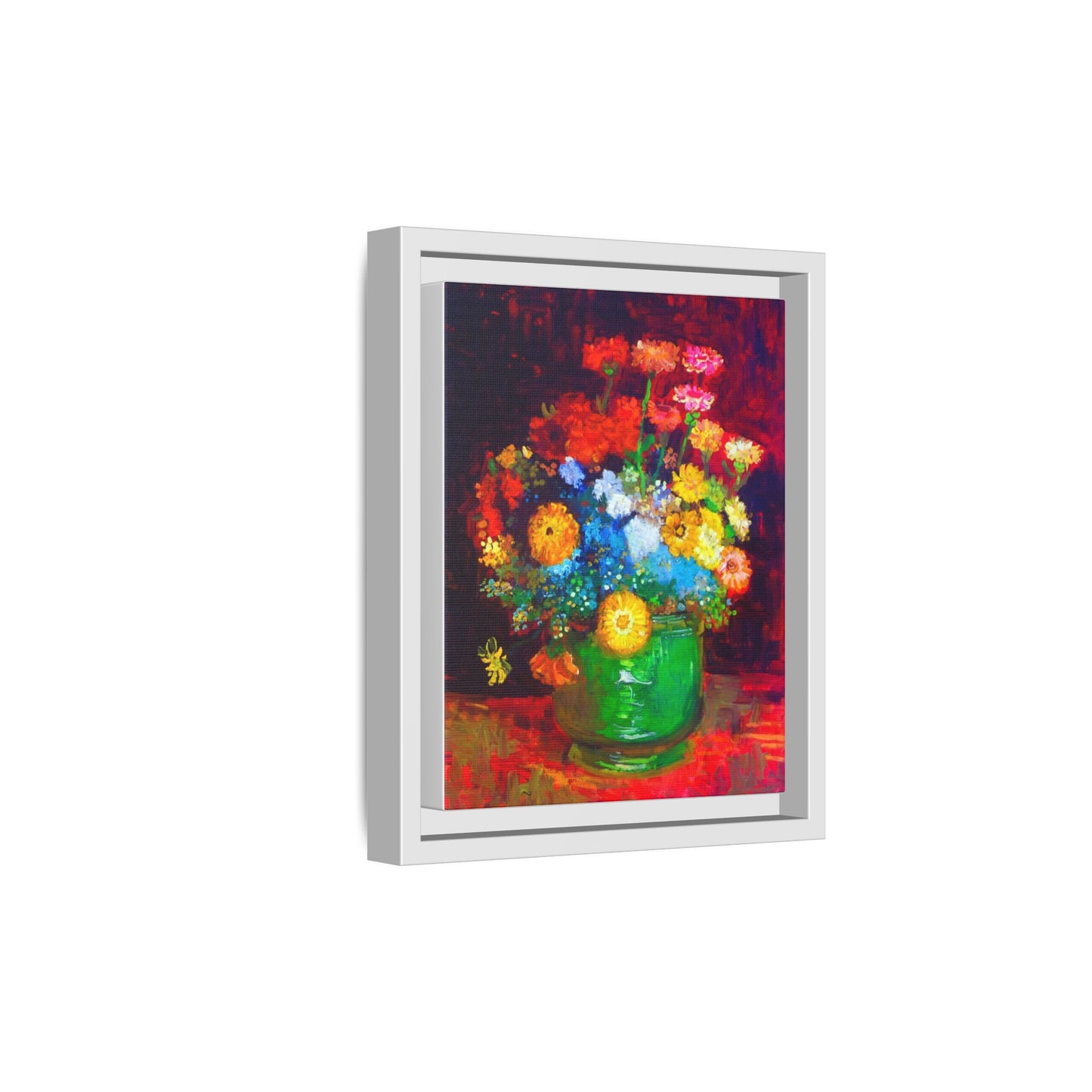 Framed Floral Canvas Print — Colorful Bouquet Wall Art
