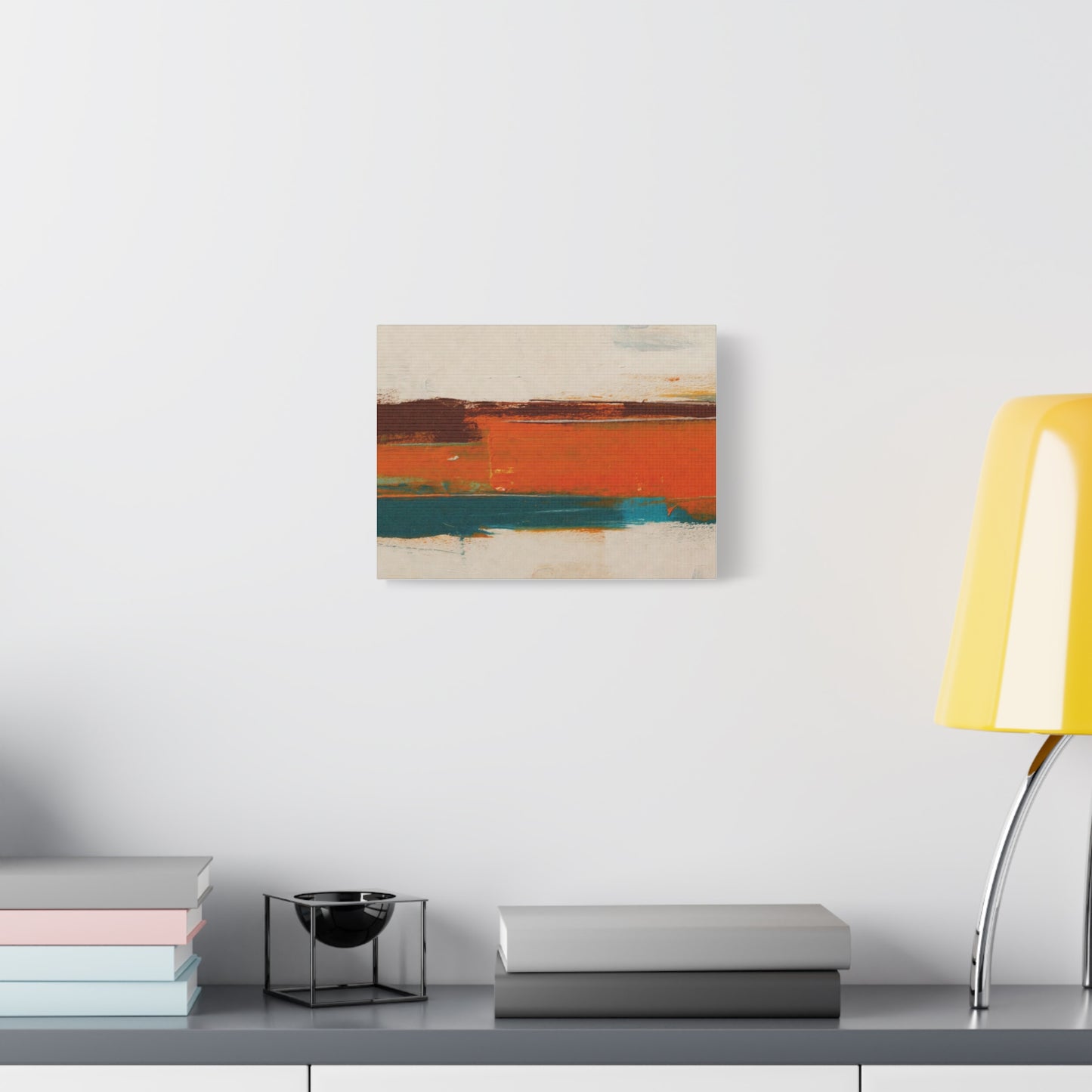 Abstract Orange & Teal Matte Canvas Wall Art — Stretched 1.25"