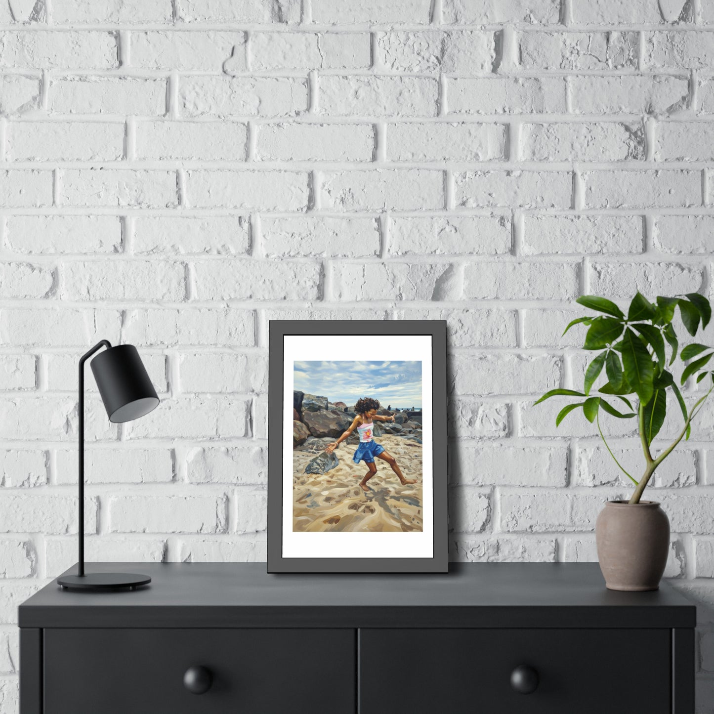 Framed Poster - Joyful Beach Dance Art Print