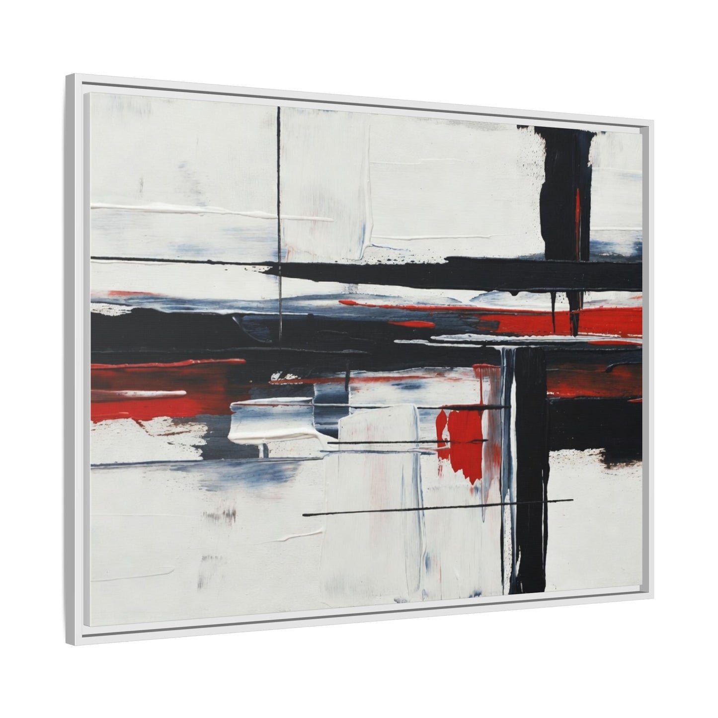 Abstract Red & Black Framed Canvas Art — Modern Matte Wall Painting