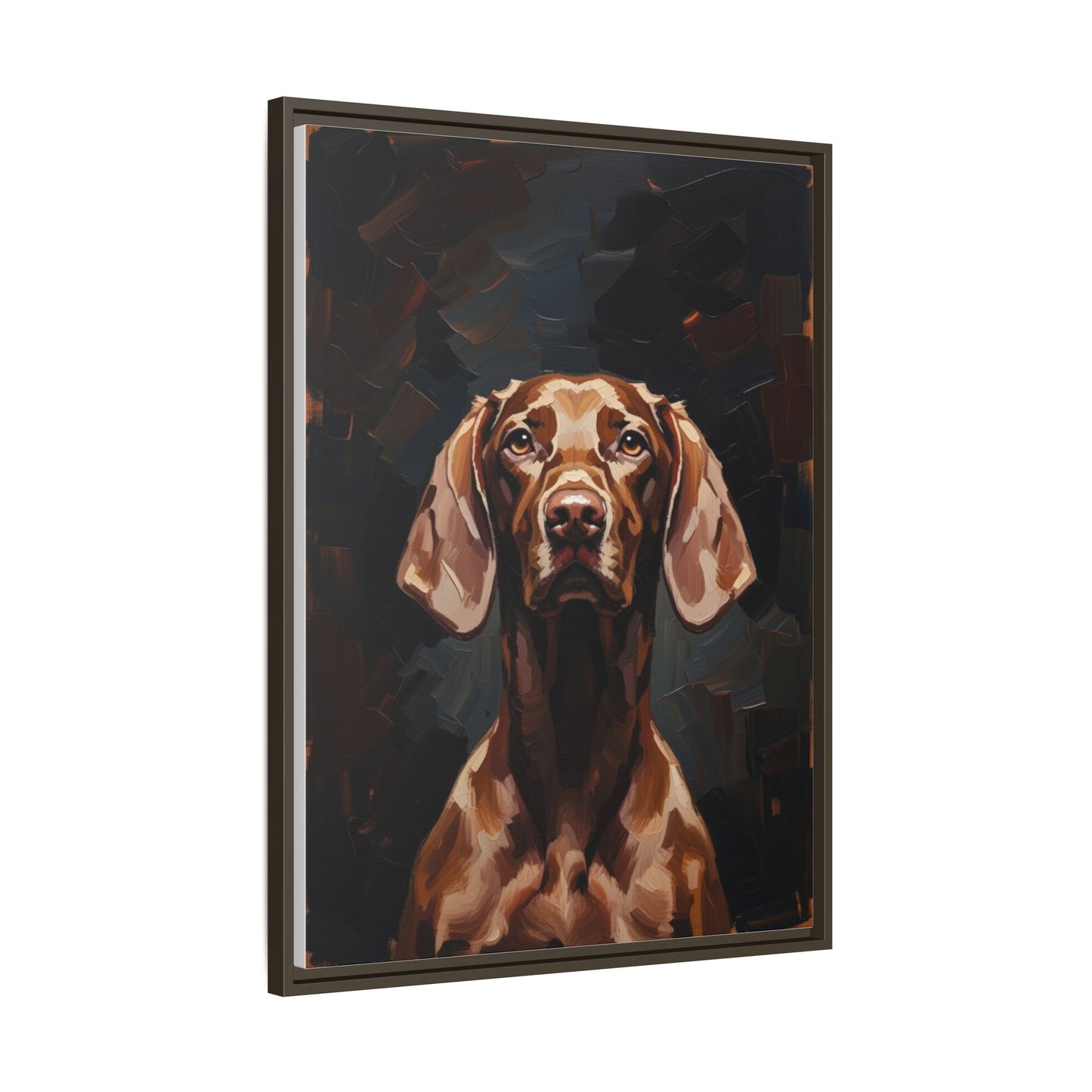 Framed Matte Canvas Dog Portrait – Brown Vizsla Wall Art