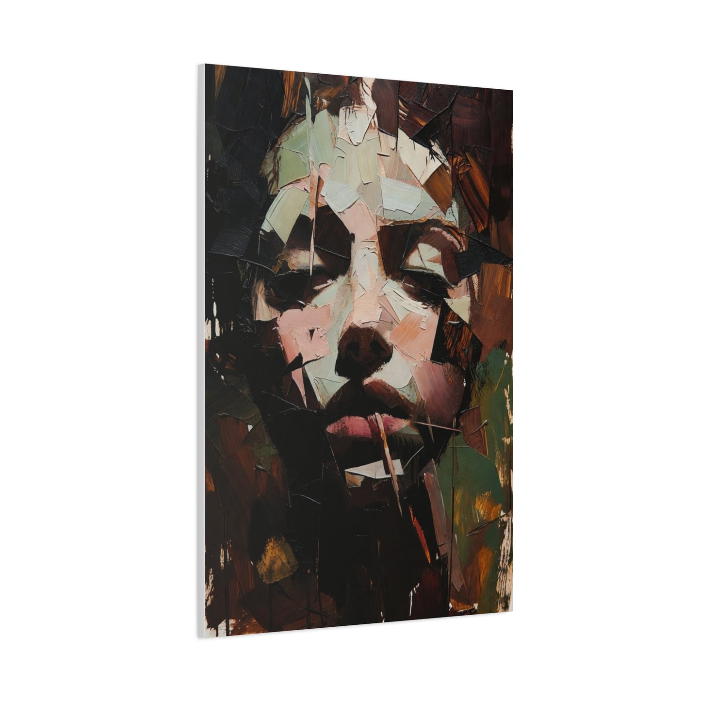 Abstract Portrait Matte Stretched Canvas (1.25") — Contemporary Textured Face Art