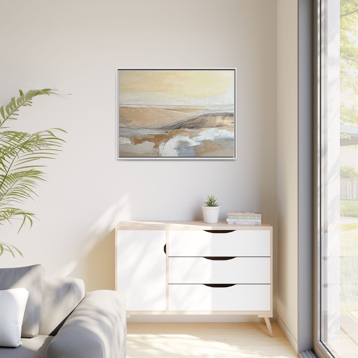 Framed Abstract Coastal Landscape Matte Canvas Wall Art