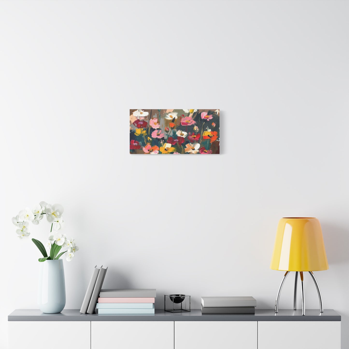Abstract Floral Canvas Wall Art — Colorful Poppies Matte Stretched Print