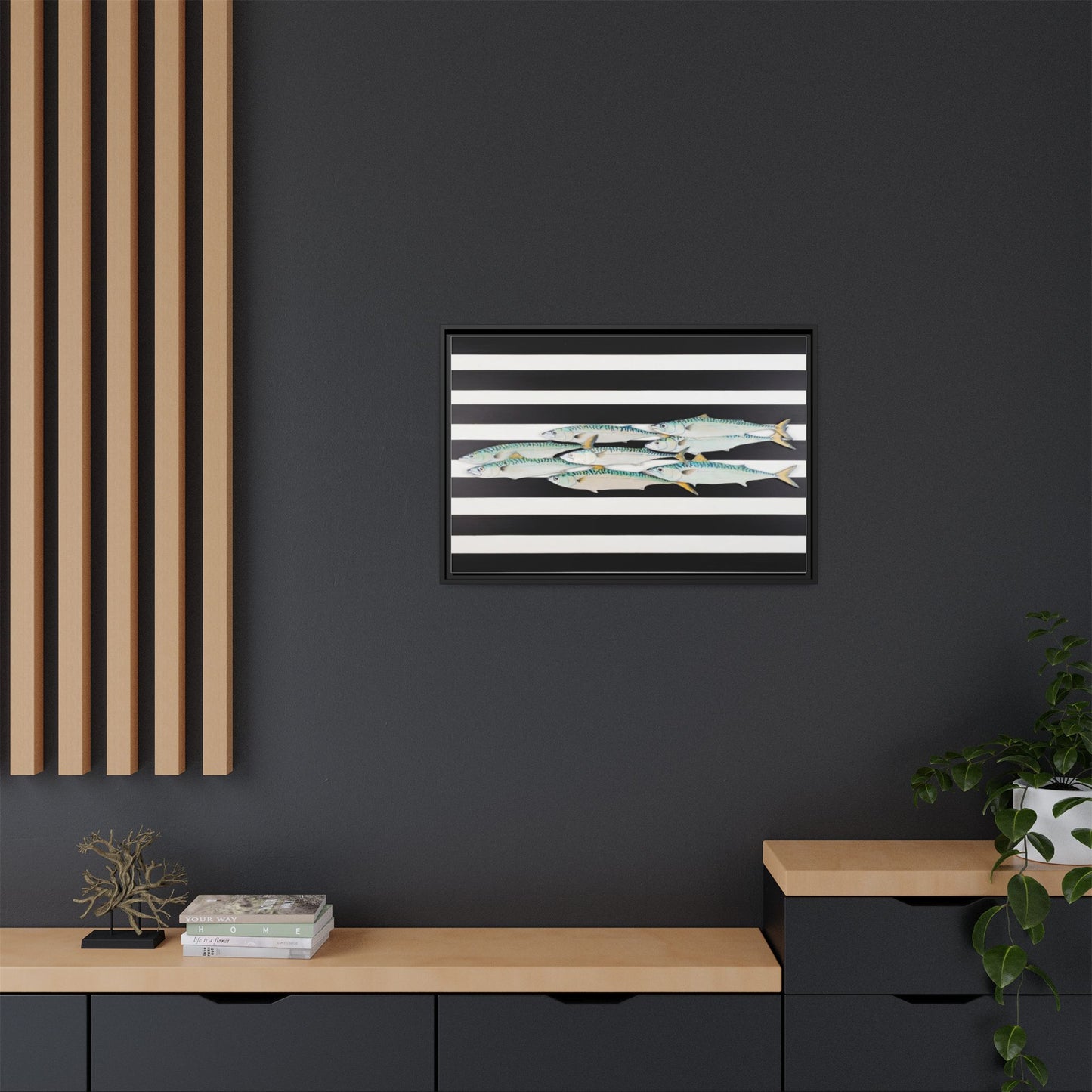Striped Mackerel Canvas Print — Framed Matte Fish Wall Art