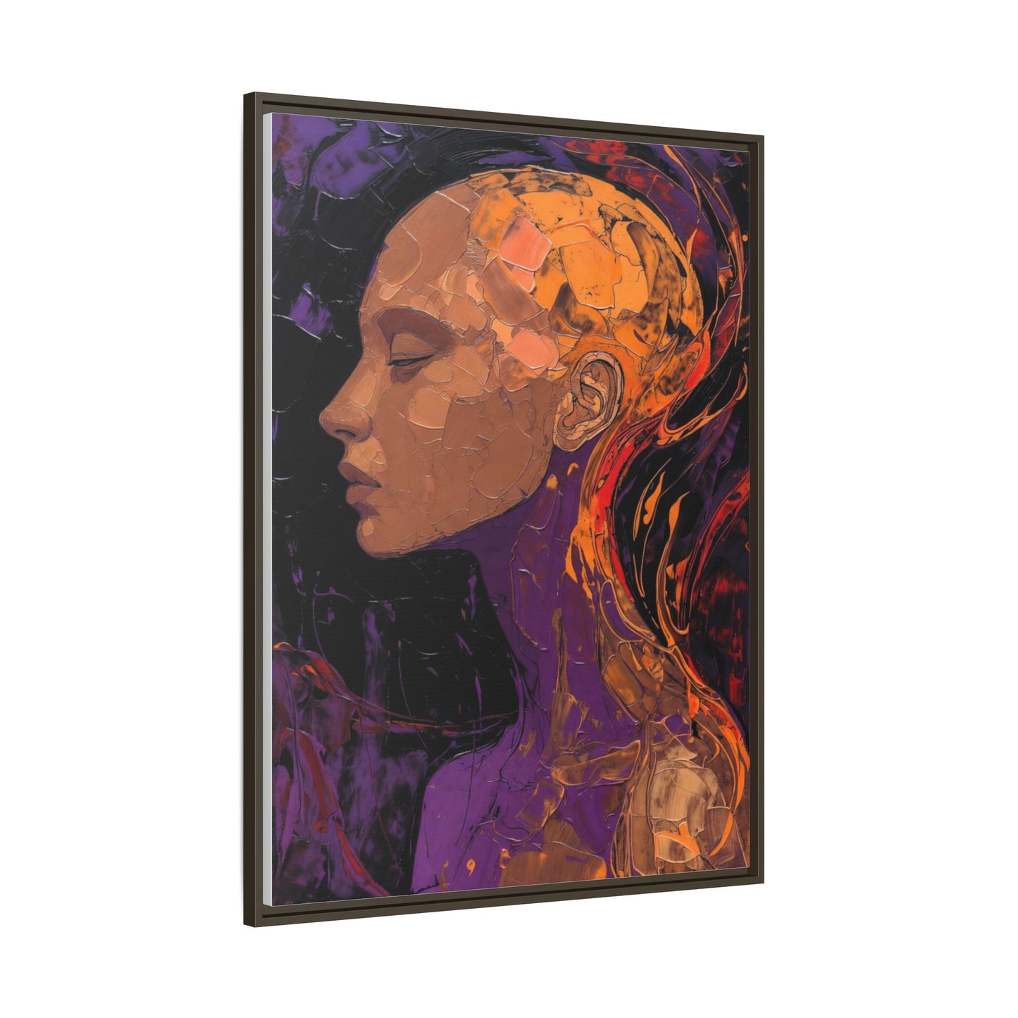 Abstract Profile Portrait Matte Framed Canvas — Multicolor Feminine Art Print