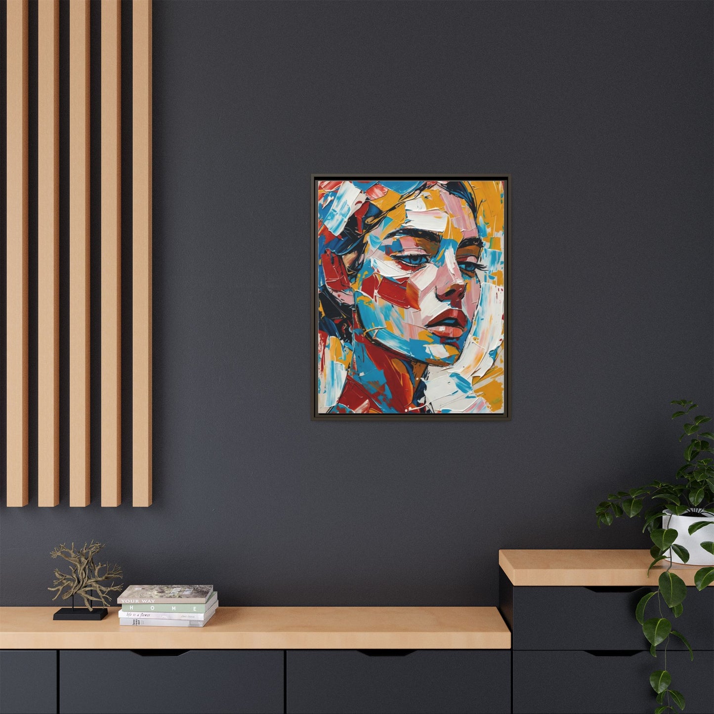 Colorful Abstract Portrait Framed Canvas Print