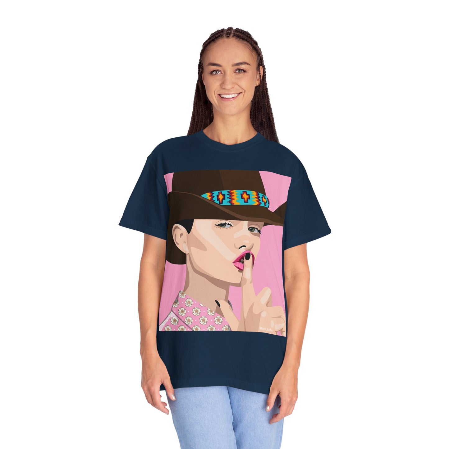 Cowgirl Pop Art T-Shirt — Pink 'Shh' Graphic Tee