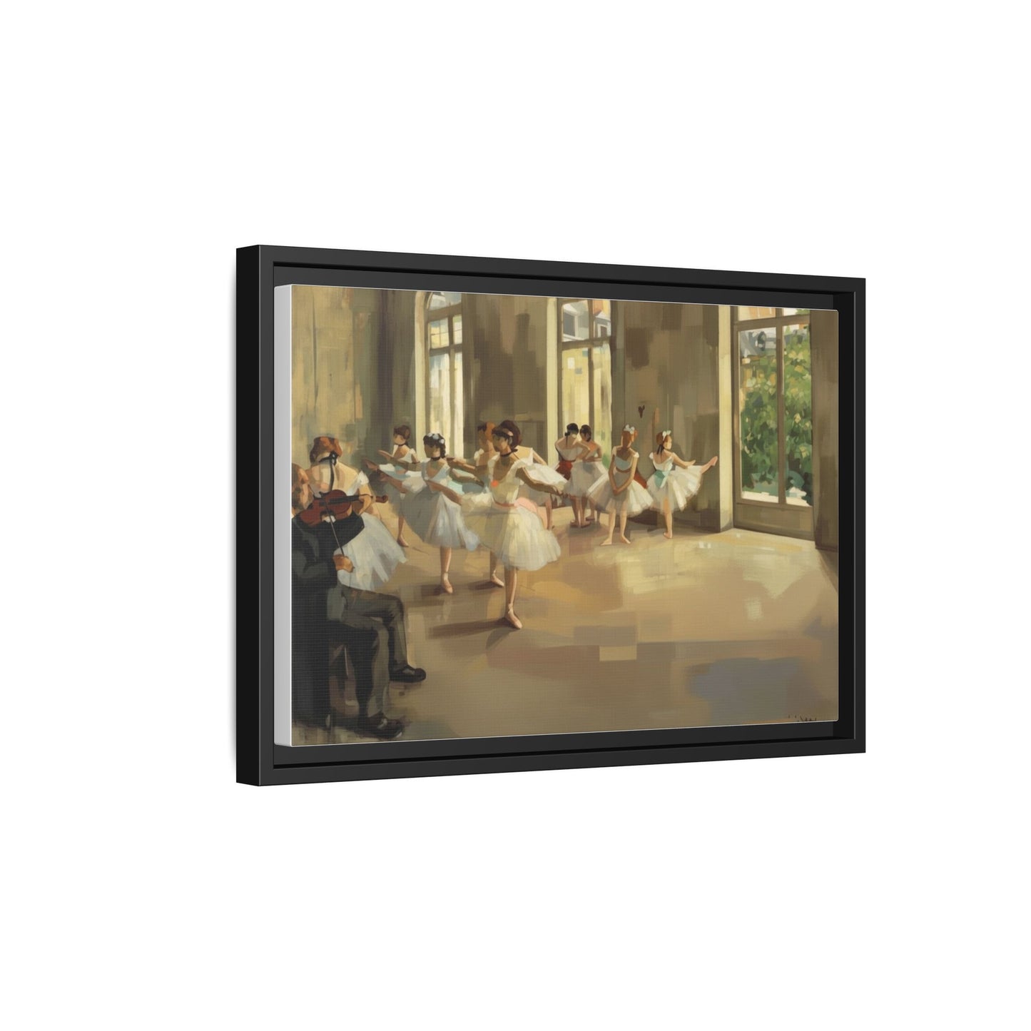 Framed Matte Canvas Print — Ballet Class Scene (Impressionist Dancers)