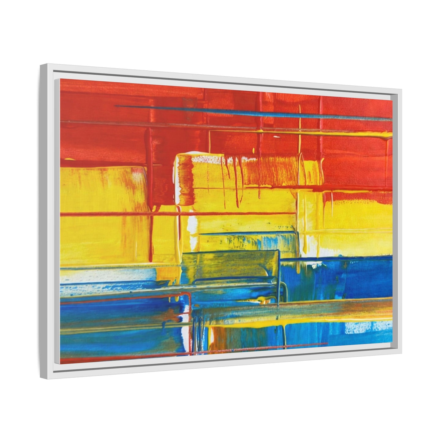 Abstract Multi-Color Framed Canvas Art — Modern Geometric Wall Decor