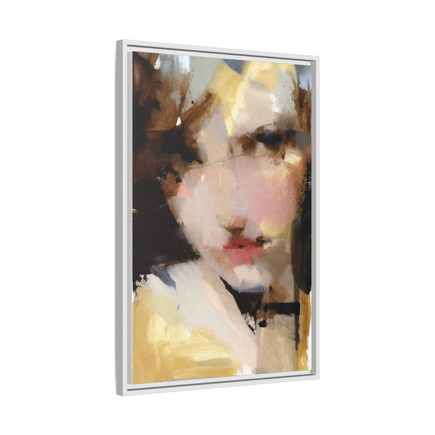 Abstract Portrait Matte Canvas Framed Print — Modern Feminine Wall Art