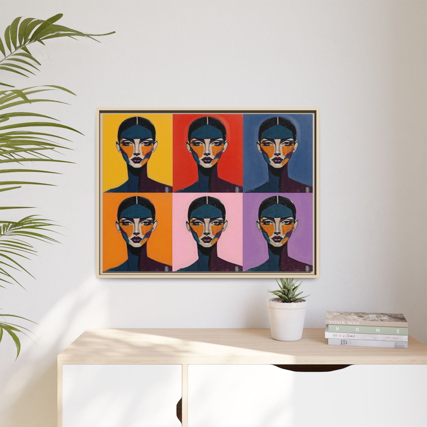 Pop Art Portrait Matte Canvas — Framed Multi-Color Wall Art