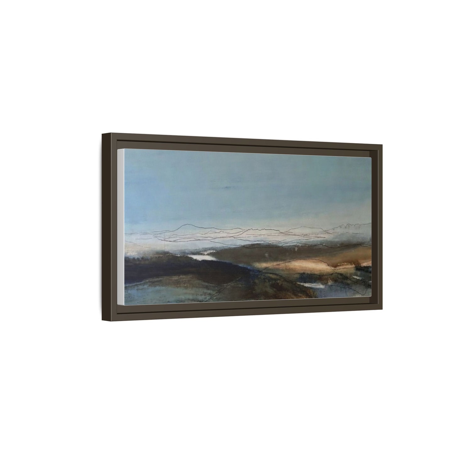 Framed Matte Canvas Wall Art — Serene Abstract Blue Landscape